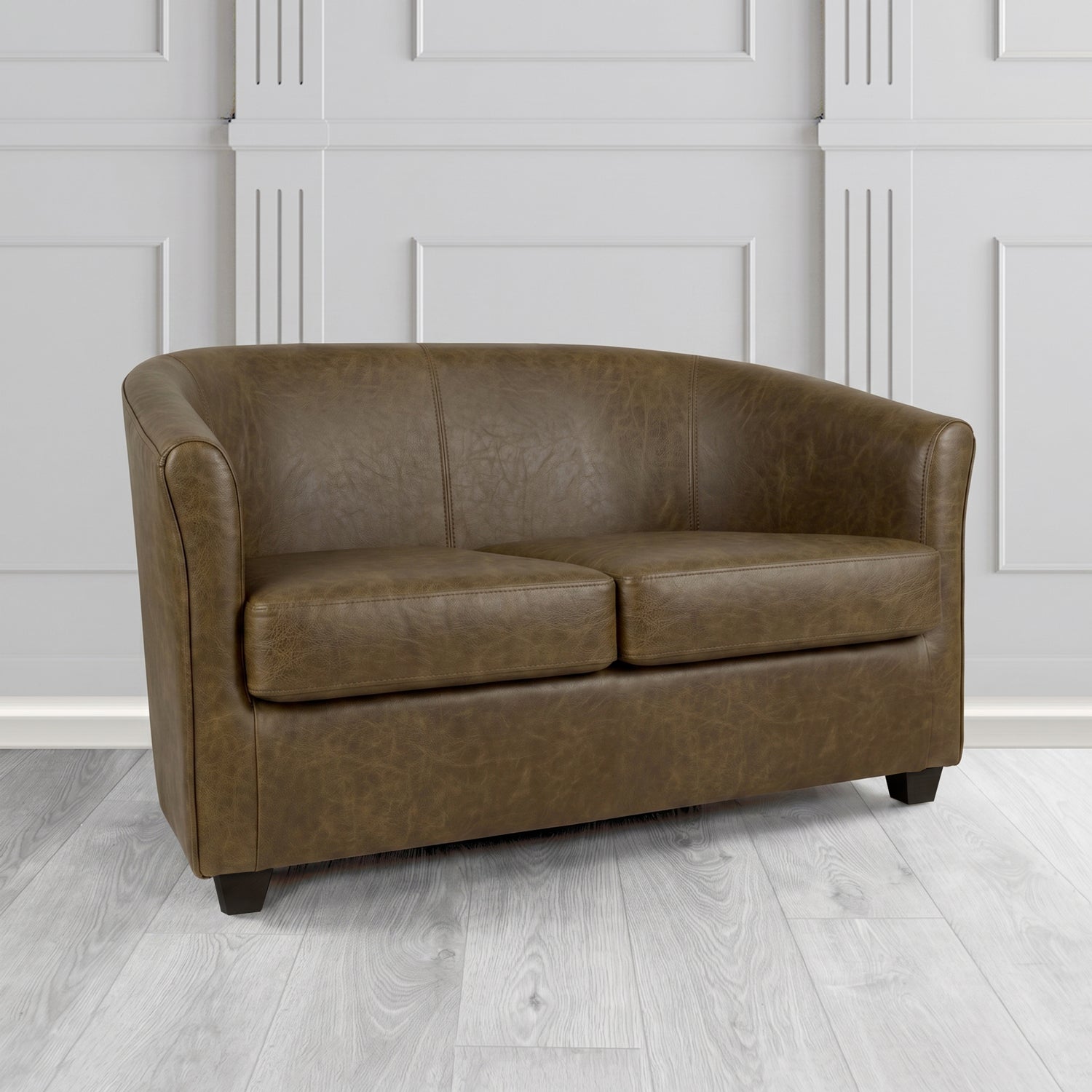 Cannes 2 Seater Tub Sofa in Crest Leather Saloon Semi-Aniline Crib 5 Genuine Leather