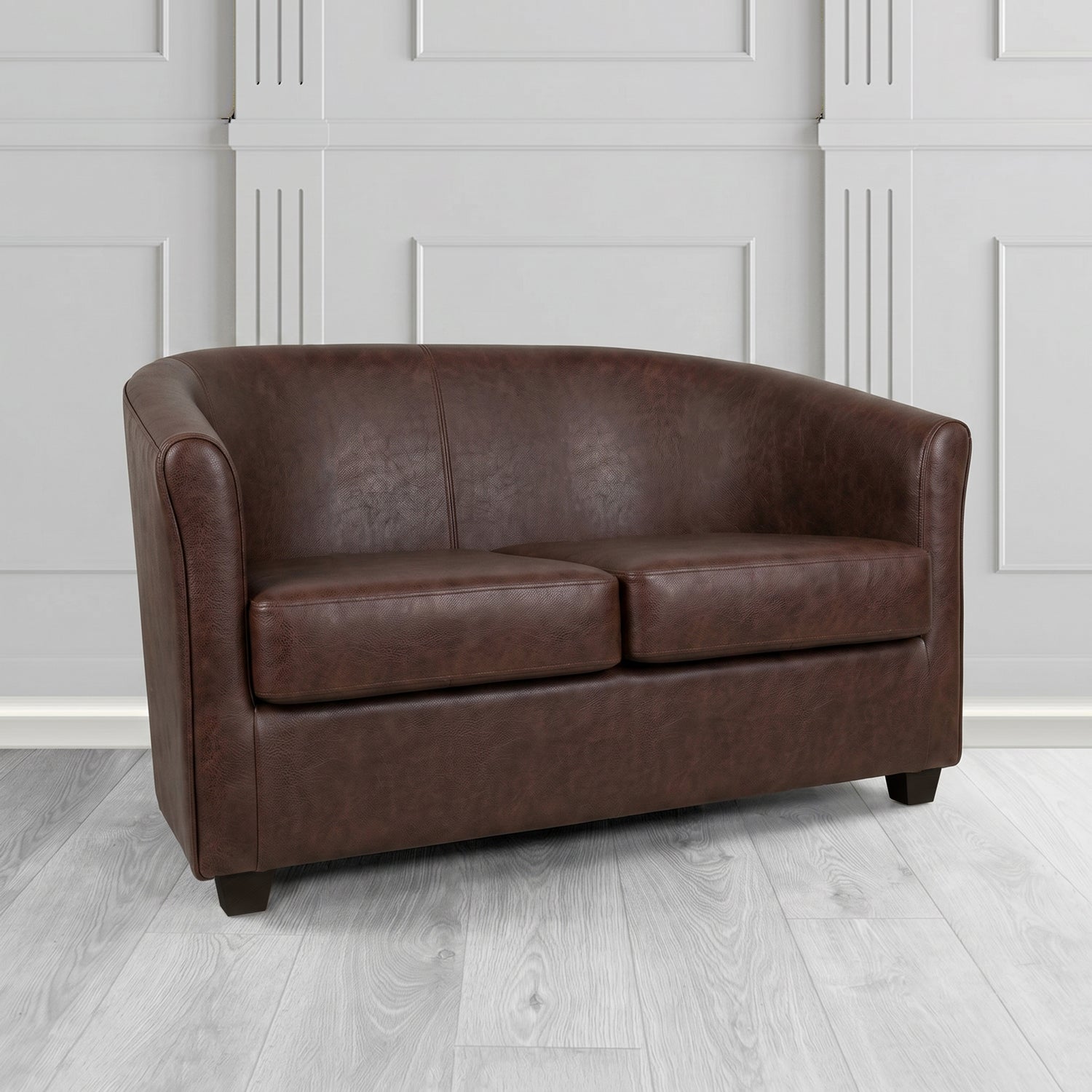 Cannes 2 Seater Tub Sofa in Crest Leather Saloon Semi-Aniline Crib 5 Genuine Leather