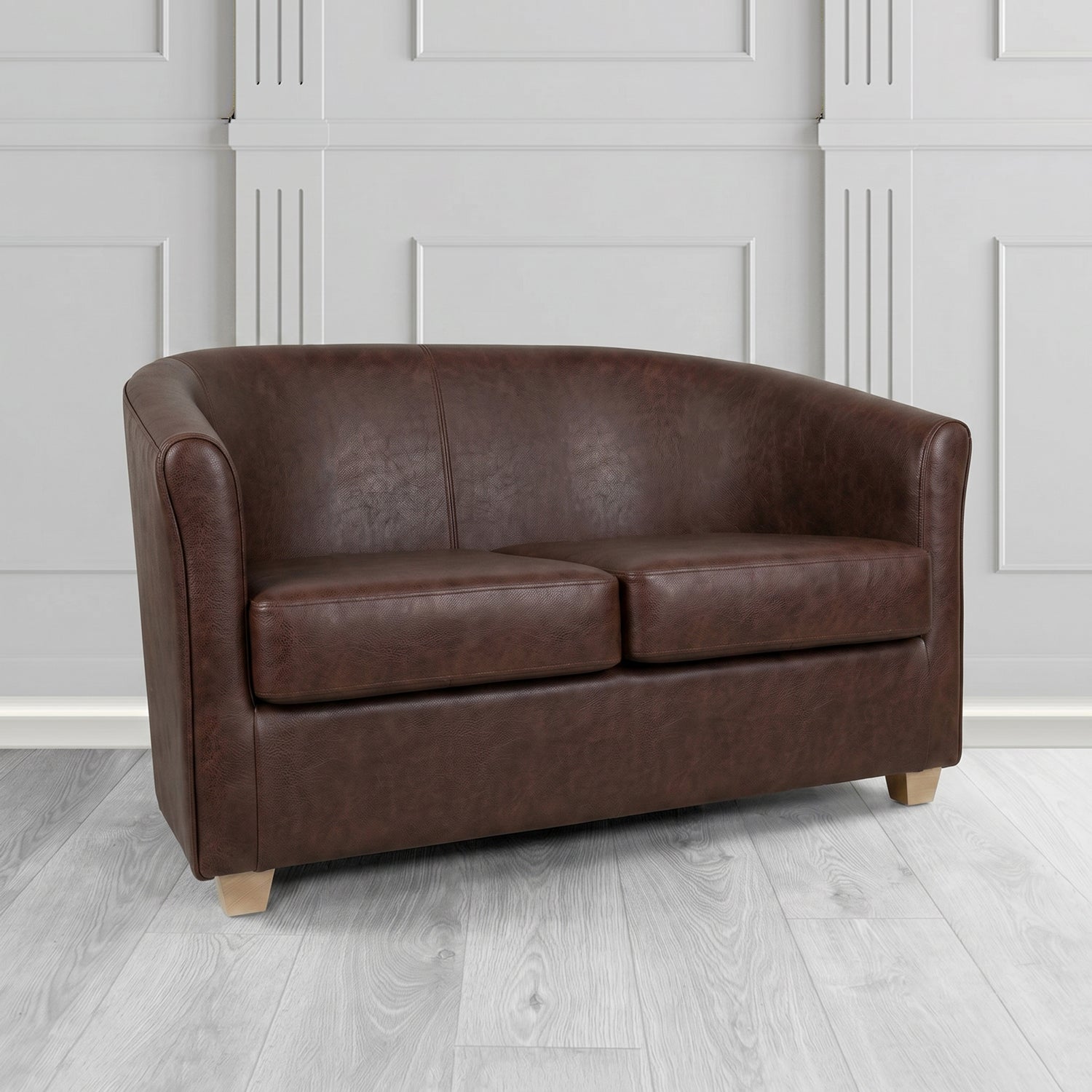 Cannes 2 Seater Tub Sofa in Crest Leather Saloon Semi-Aniline Crib 5 Genuine Leather