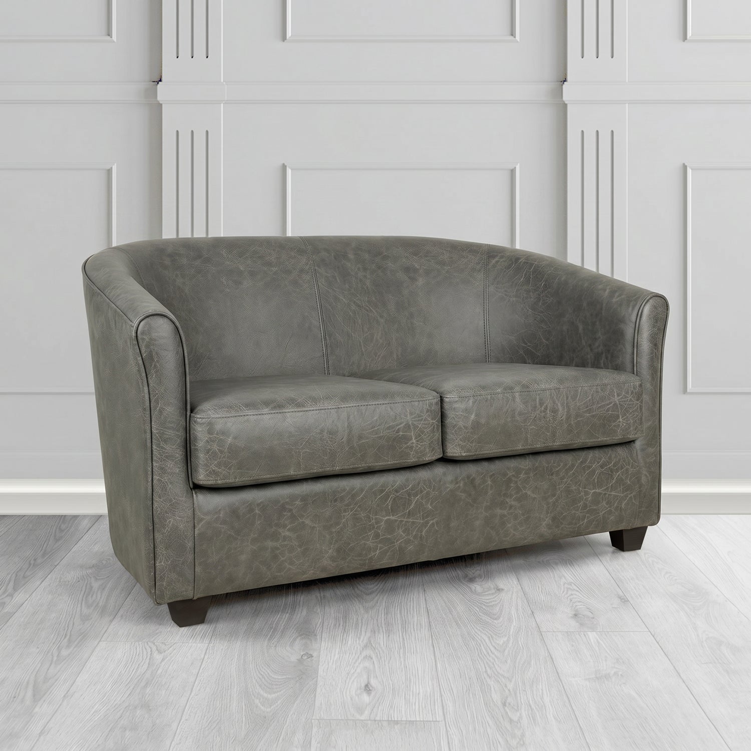 Cannes 2 Seater Tub Sofa in Crest Leather Saloon Semi-Aniline Crib 5 Genuine Leather