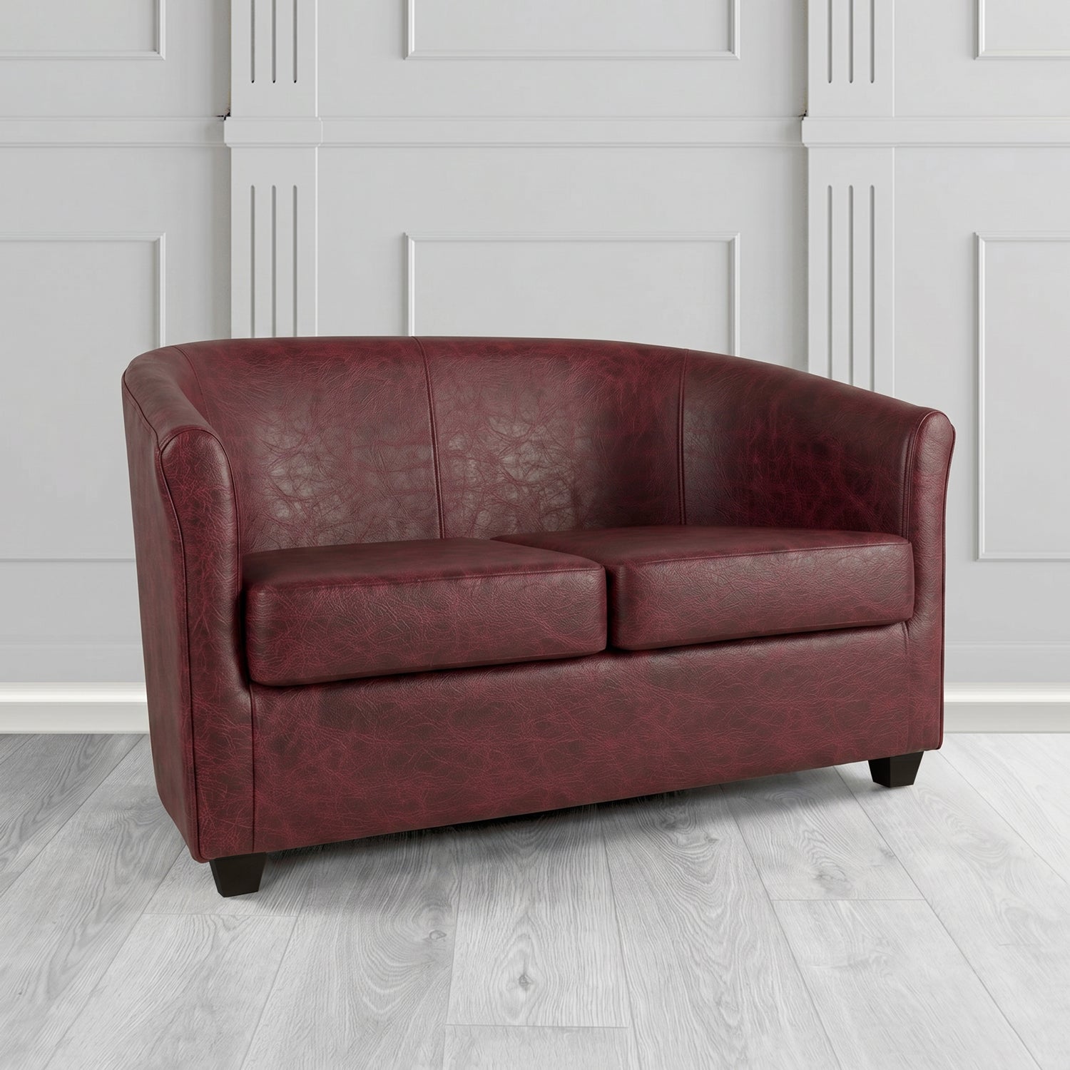 Cannes 2 Seater Tub Sofa in Crest Leather Saloon Semi-Aniline Crib 5 Genuine Leather