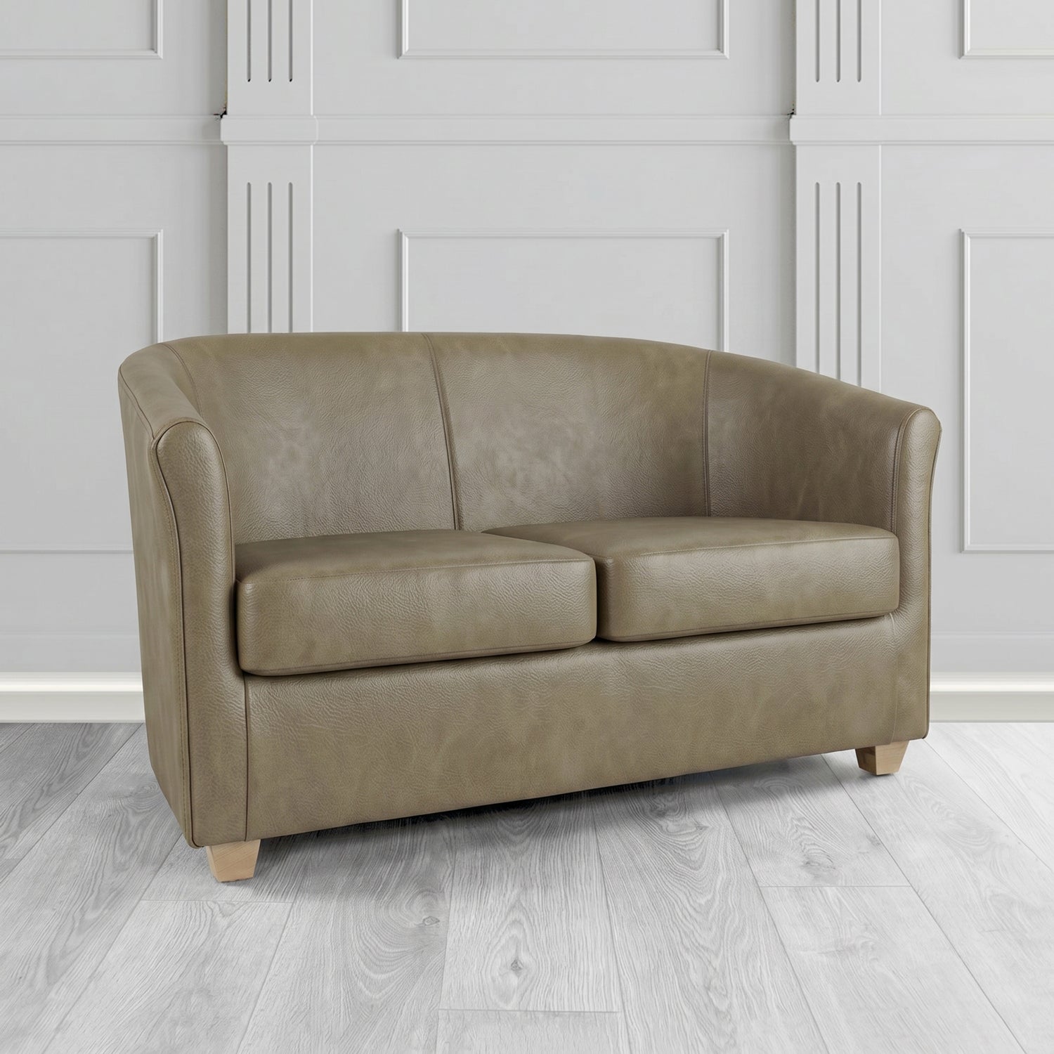Cannes 2 Seater Tub Sofa in Crest Leather Saloon Semi-Aniline Crib 5 Genuine Leather