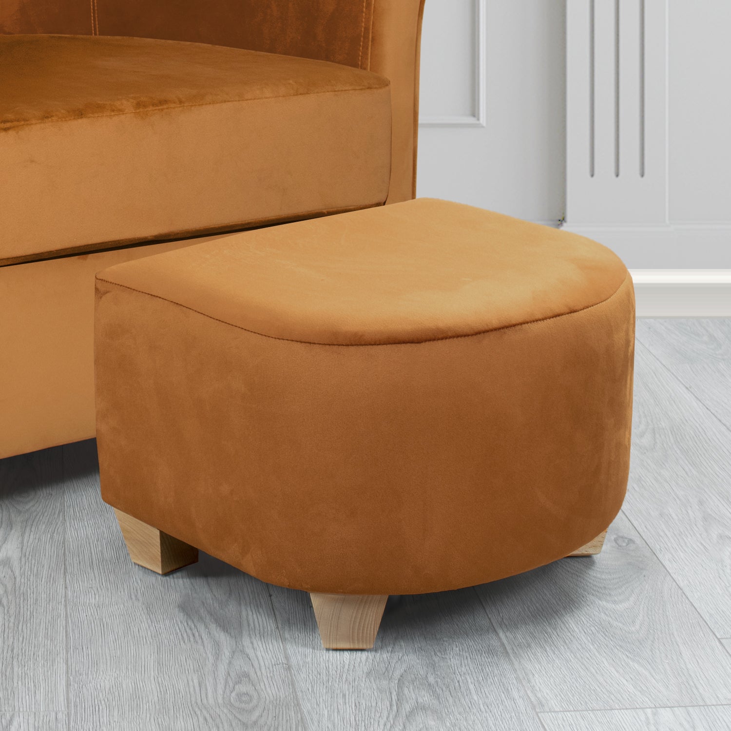 Cannes Footstool in Sapore Crib 5 Velvet Fabric