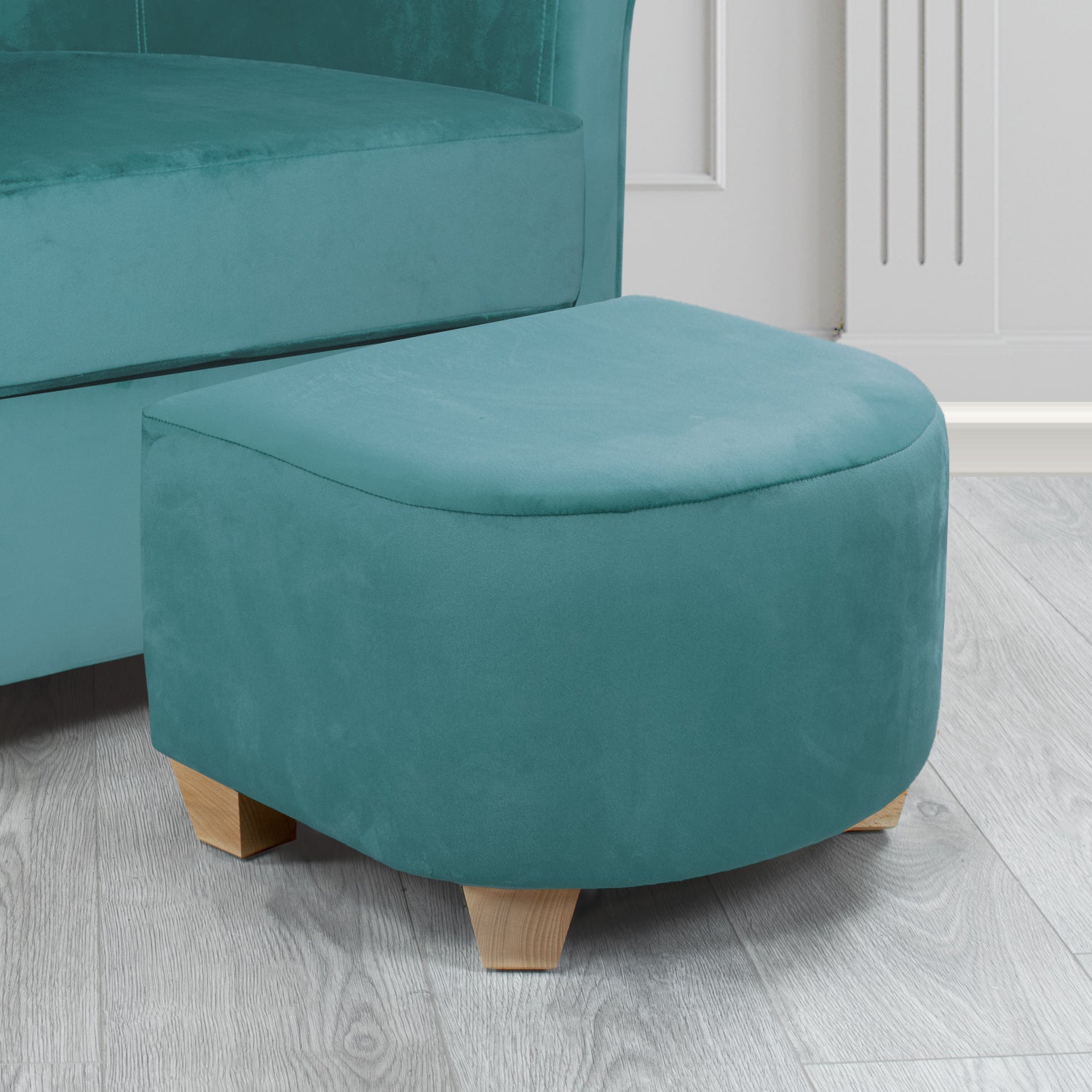 Cannes Footstool in Sapore Crib 5 Velvet Fabric