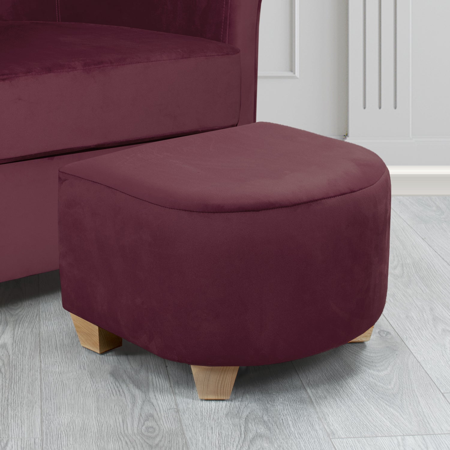 Cannes Footstool in Sapore Crib 5 Velvet Fabric