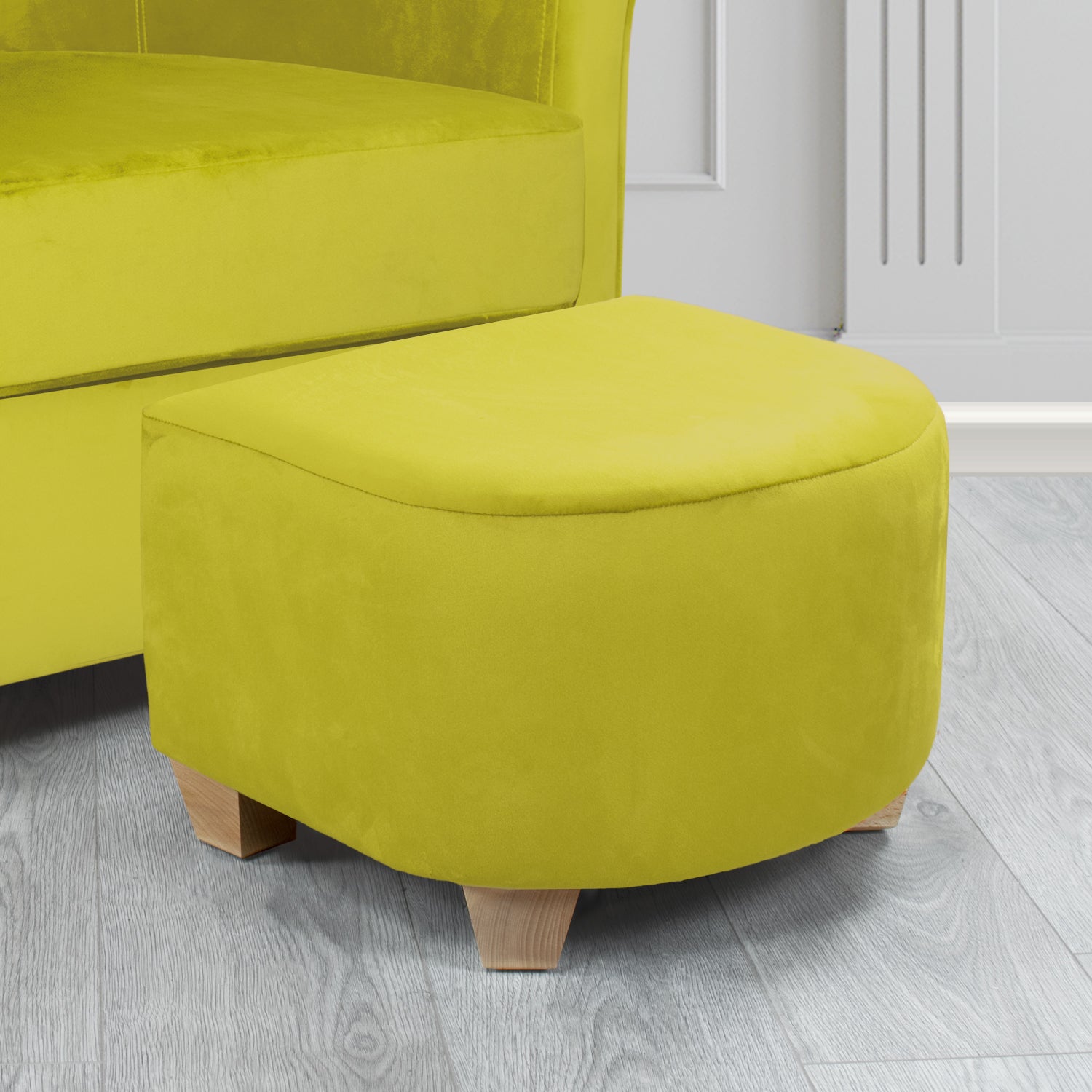 Cannes Footstool in Sapore Crib 5 Velvet Fabric