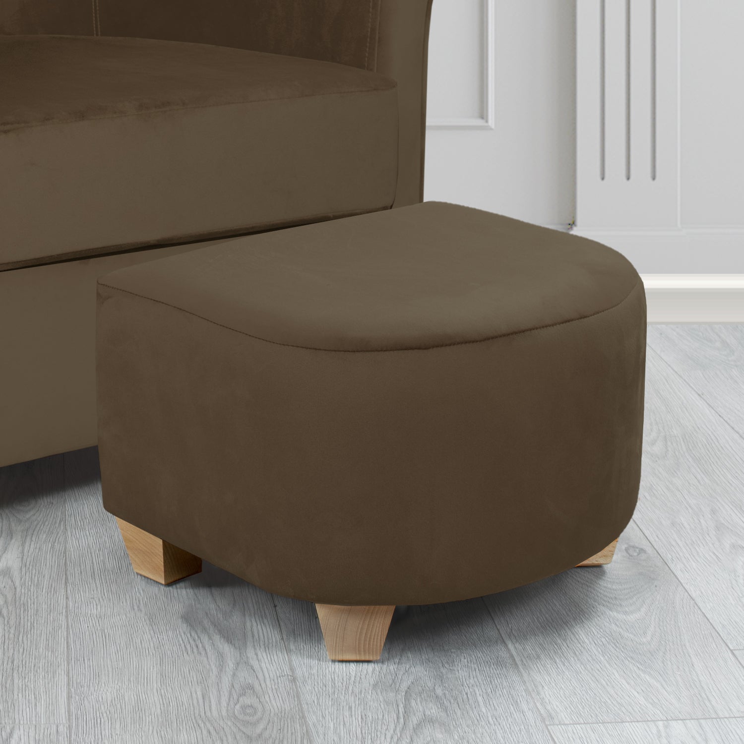 Cannes Footstool in Sapore Crib 5 Velvet Fabric