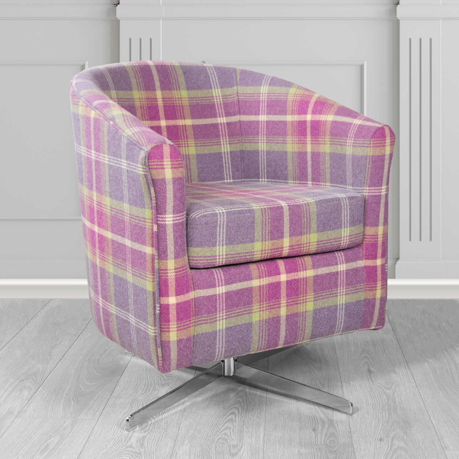 Cannes Swivel Tub Chair in Balmoral Tartan Fabric