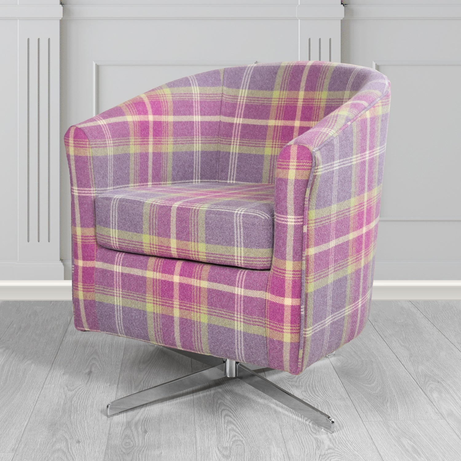 Cannes Swivel Tub Chair in Balmoral Tartan Fabric