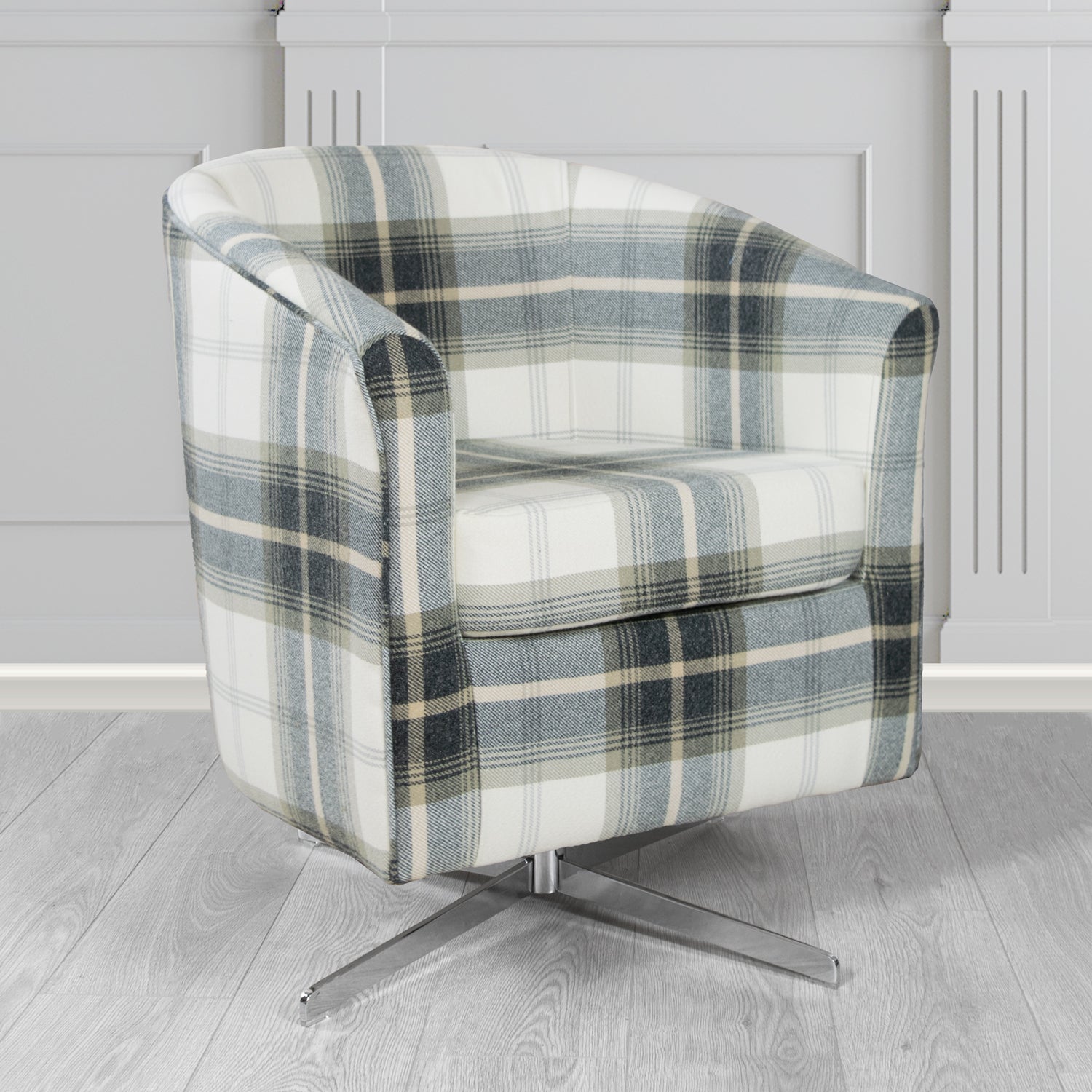Cannes Swivel Tub Chair in Balmoral Tartan Fabric
