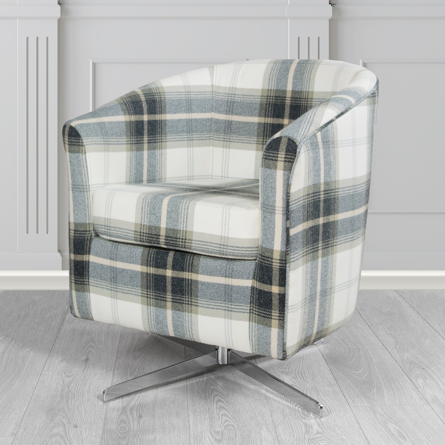 Cannes Swivel Tub Chair in Balmoral Tartan Fabric