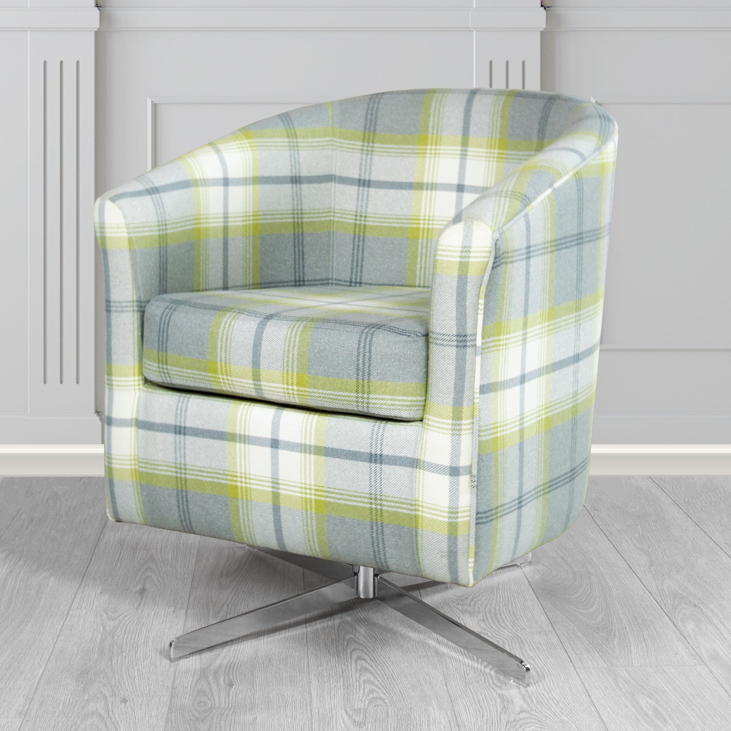 Cannes Swivel Tub Chair in Balmoral Tartan Fabric