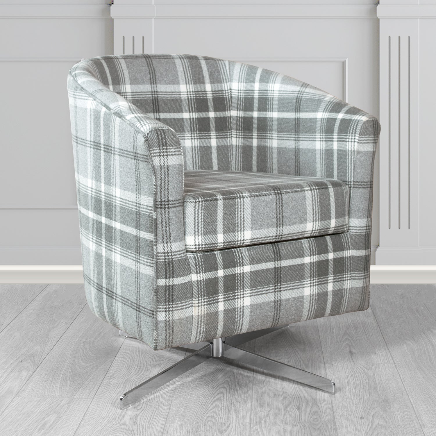 Cannes Swivel Tub Chair in Balmoral Tartan Fabric
