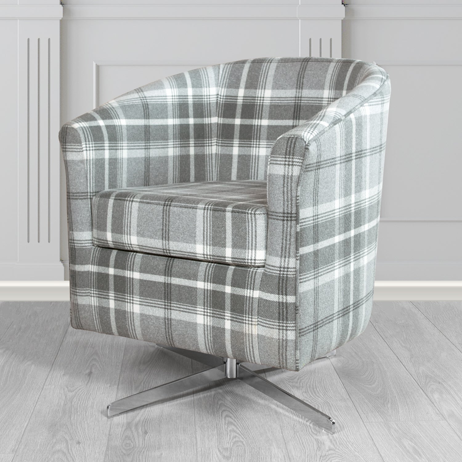 Cannes Swivel Tub Chair in Balmoral Tartan Fabric