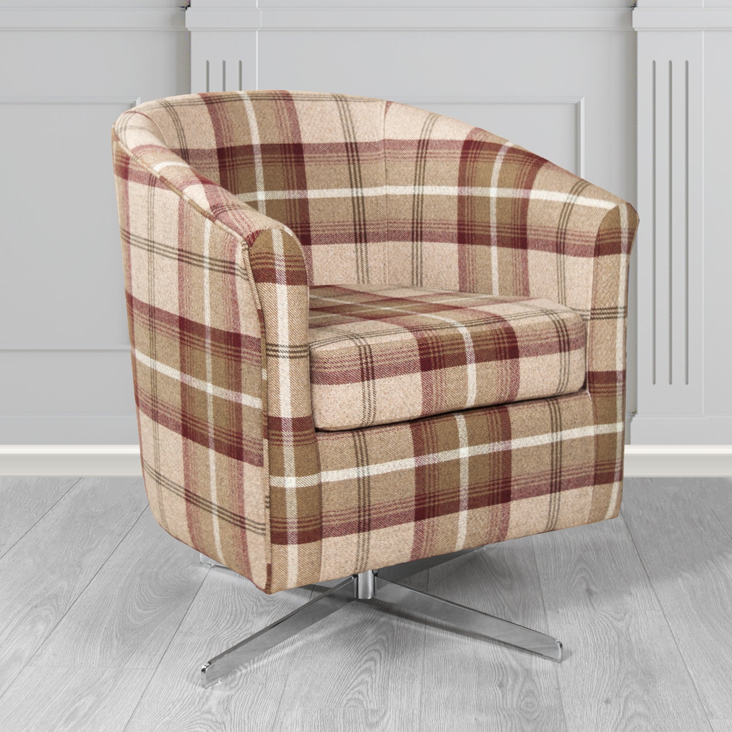 Cannes Swivel Tub Chair in Balmoral Tartan Fabric