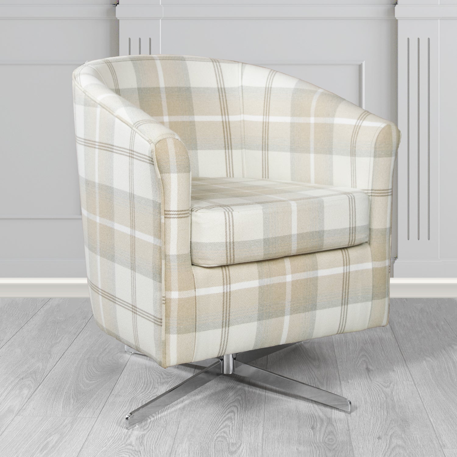 Cannes Swivel Tub Chair in Balmoral Tartan Fabric