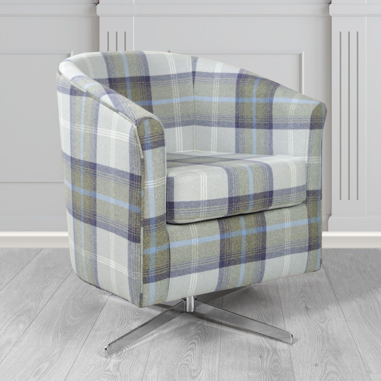 Cannes Swivel Tub Chair in Balmoral Tartan Fabric