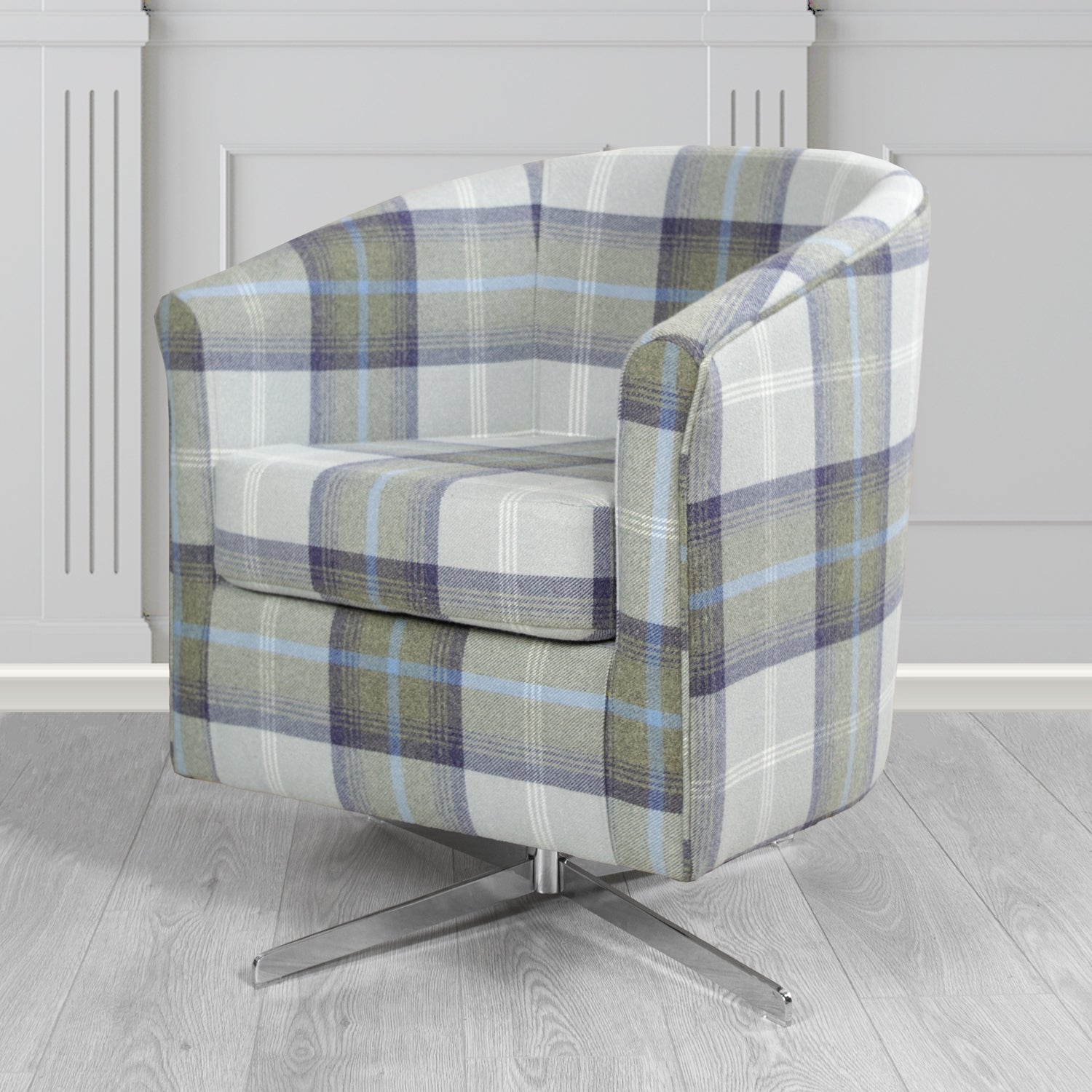 Cannes Swivel Tub Chair in Balmoral Tartan Fabric
