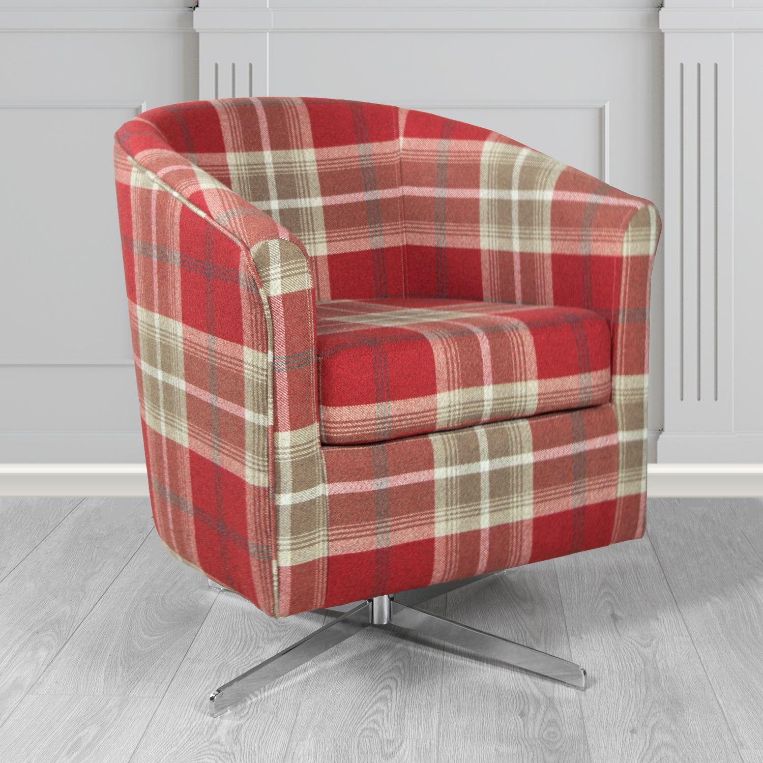 Cannes Swivel Tub Chair in Balmoral Tartan Fabric