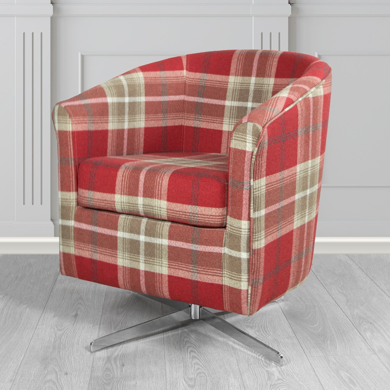 Cannes Swivel Tub Chair in Balmoral Tartan Fabric