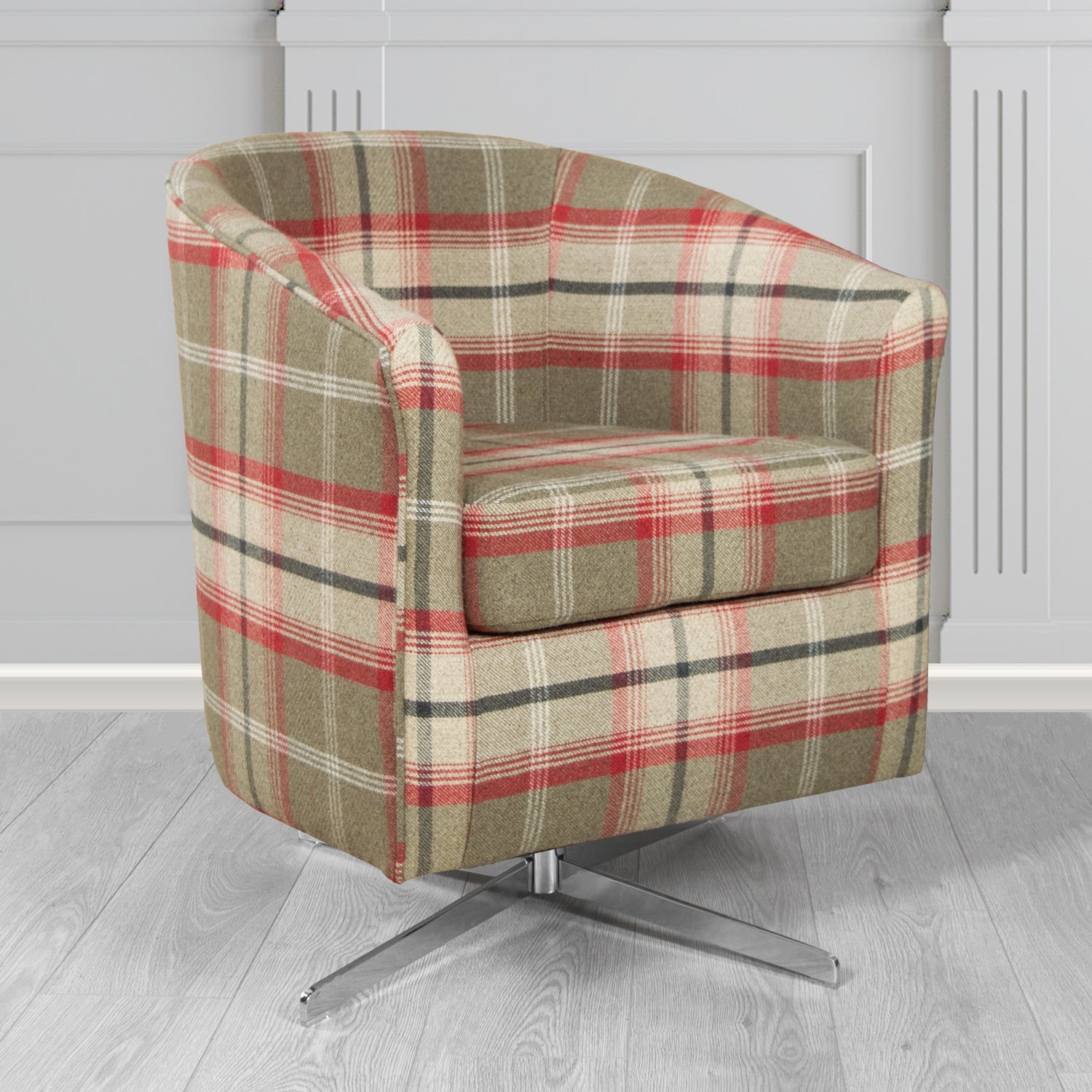 Cannes Swivel Tub Chair in Balmoral Tartan Fabric