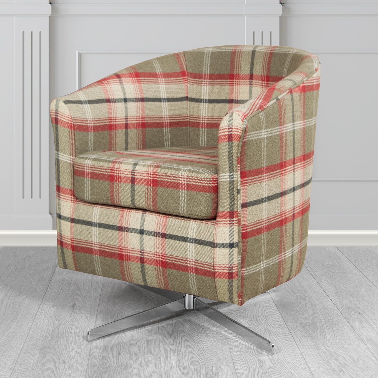 Cannes Swivel Tub Chair in Balmoral Tartan Fabric