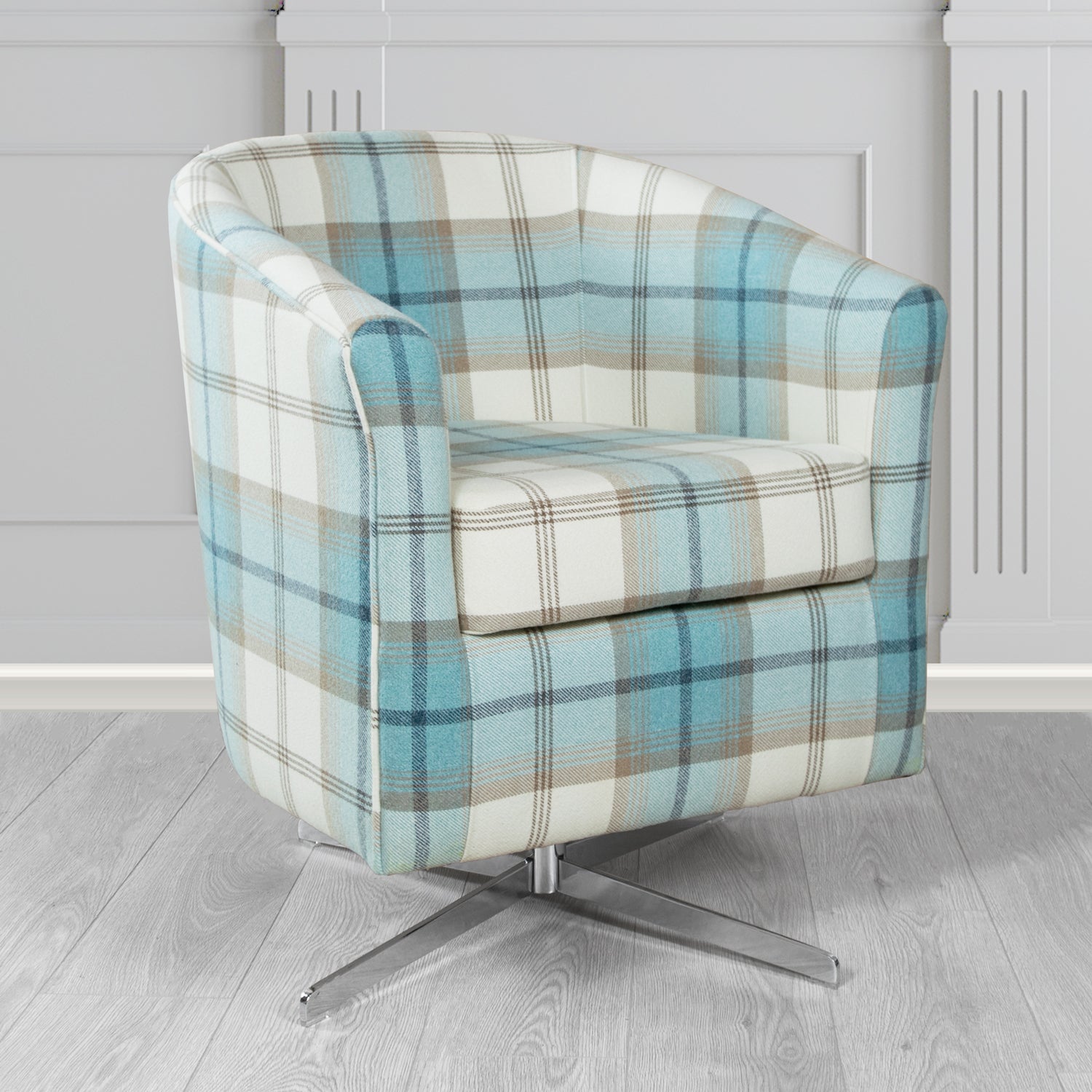 Cannes Swivel Tub Chair in Balmoral Tartan Fabric