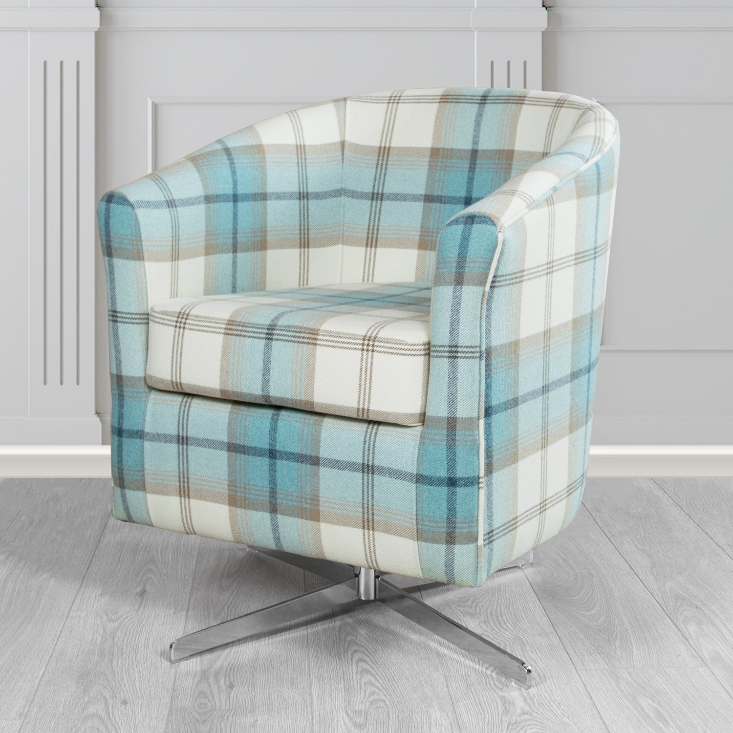 Cannes Swivel Tub Chair in Balmoral Tartan Fabric