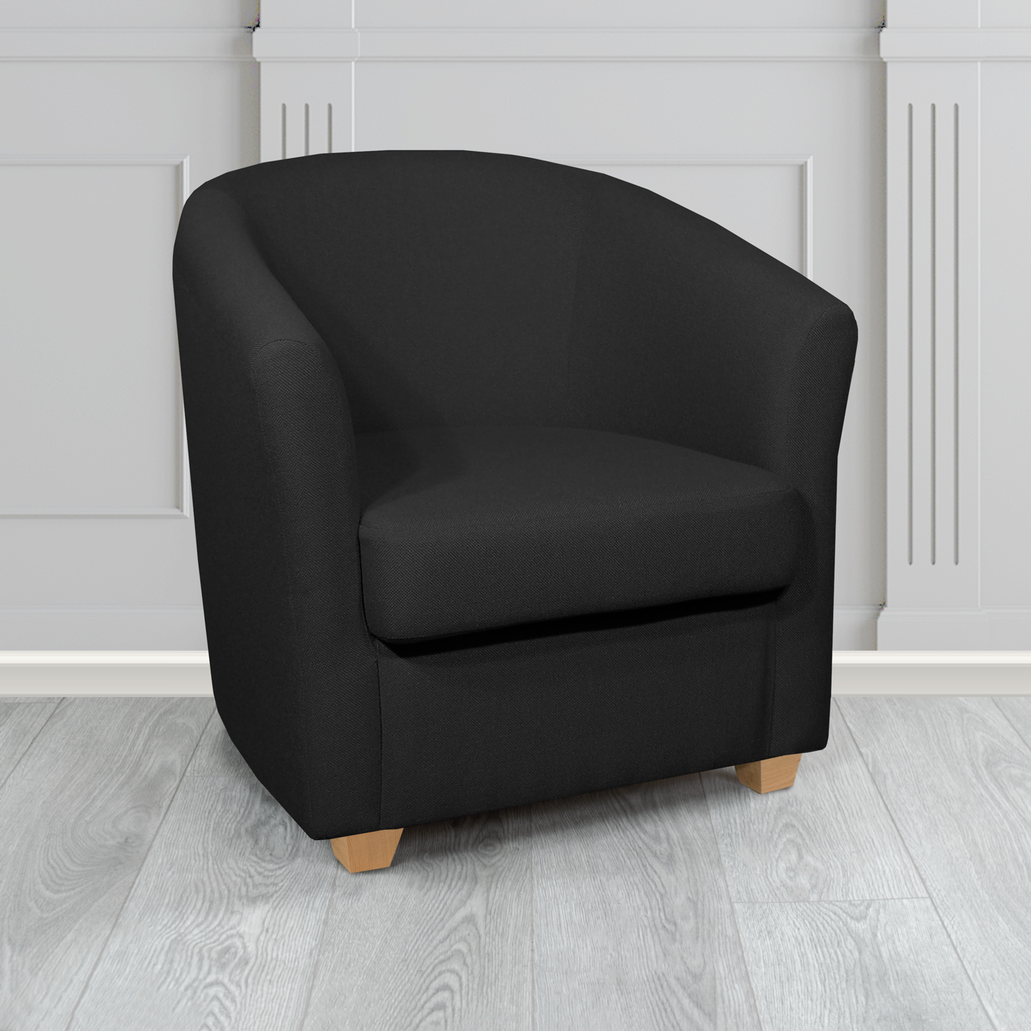 Cannes Tub Chair in Mainline Plus Black IF059 Crib 5 Fabric - The Tub Chair Shop