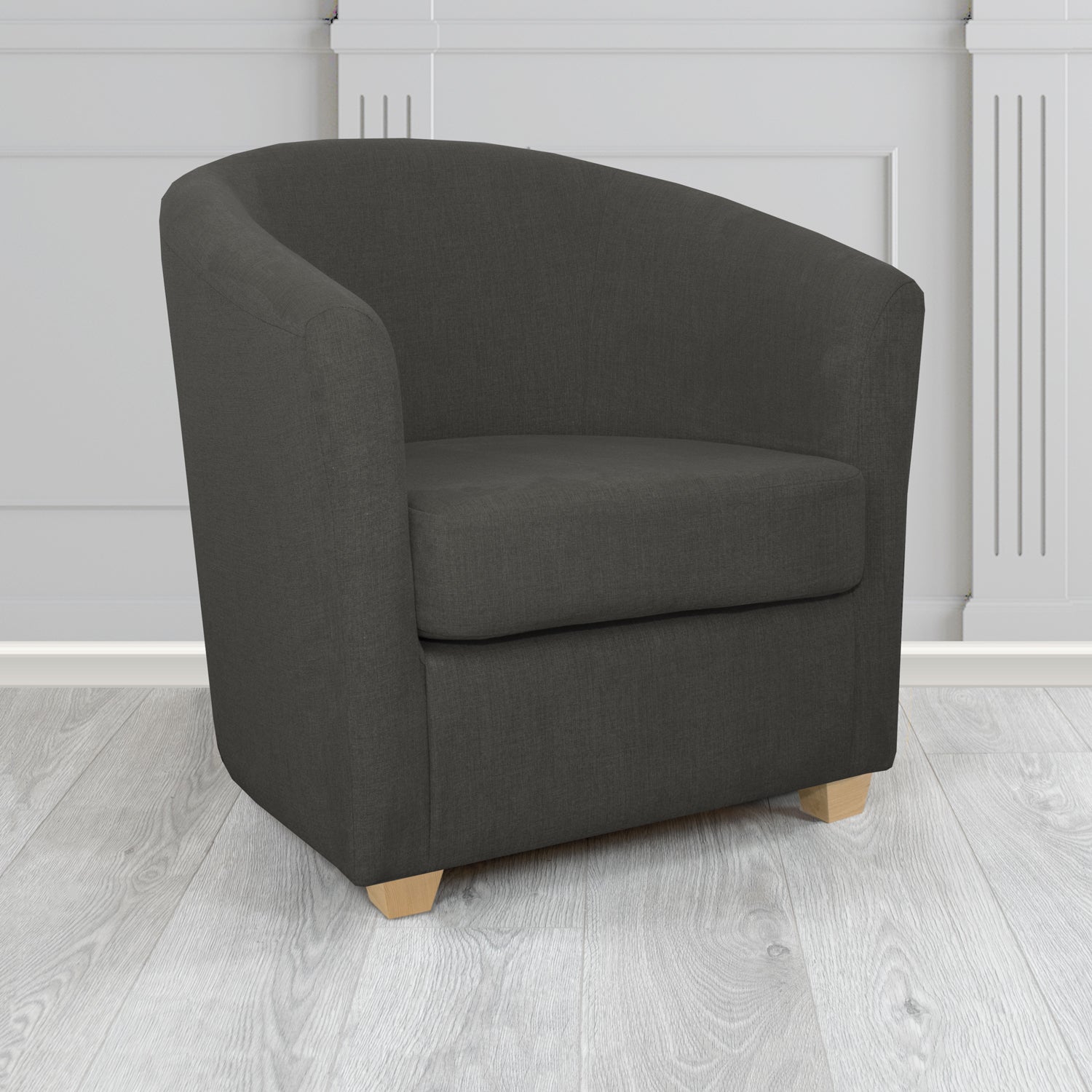 Cannes Tub Chair in Black Edition Enna Crib 5 Plain Textured Fabric