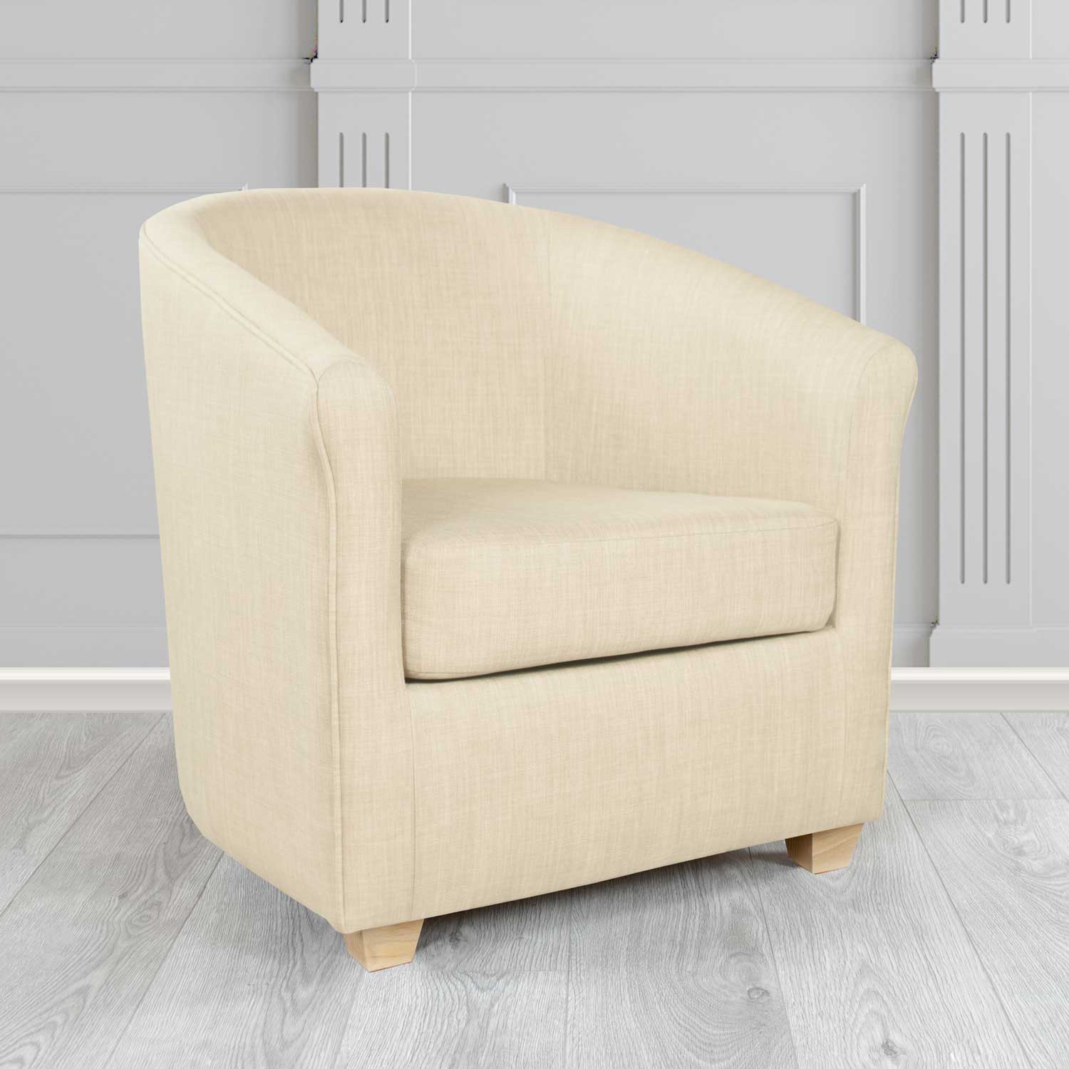 Cannes Tub Chair in Charles Plain Linen Fabric - The Tub Chair Shop