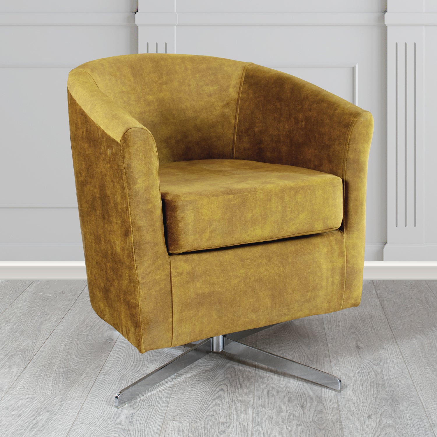 Cannes Swivel Tub Chair in Clarke and Clarke Martello Plain Textured Velvet Fabric