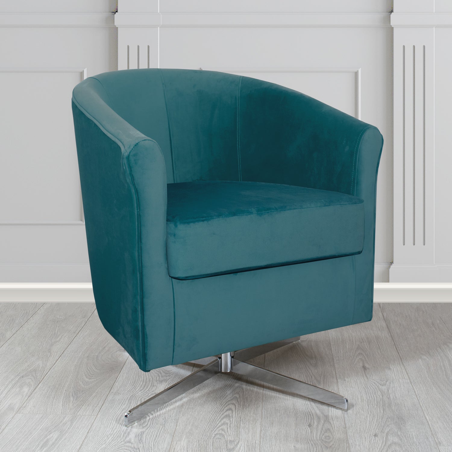 Cannes Swivel Tub Chair in Sekers Fabrics Varna Columbia Crib 5 Velvet Fabric