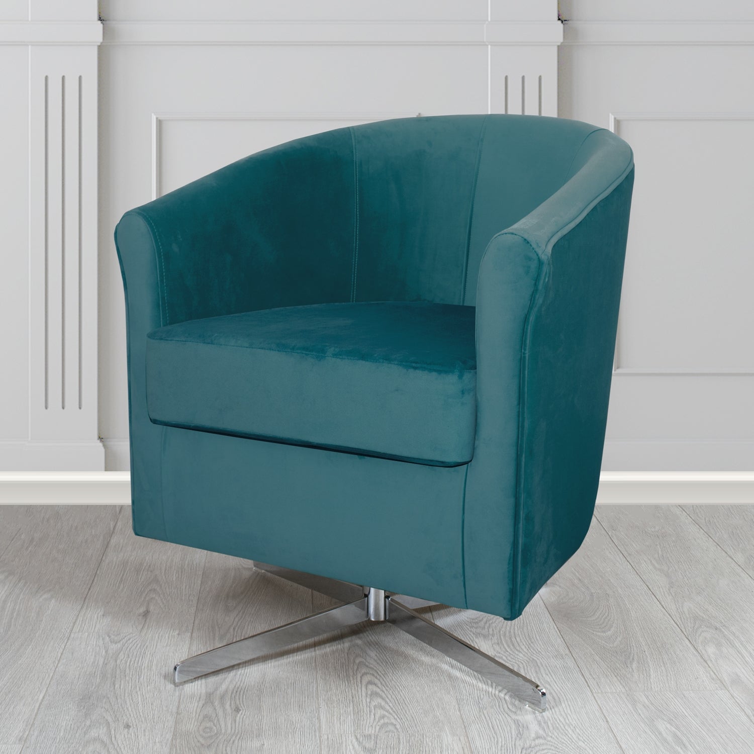 Cannes Swivel Tub Chair in Sekers Fabrics Varna Columbia Crib 5 Velvet Fabric