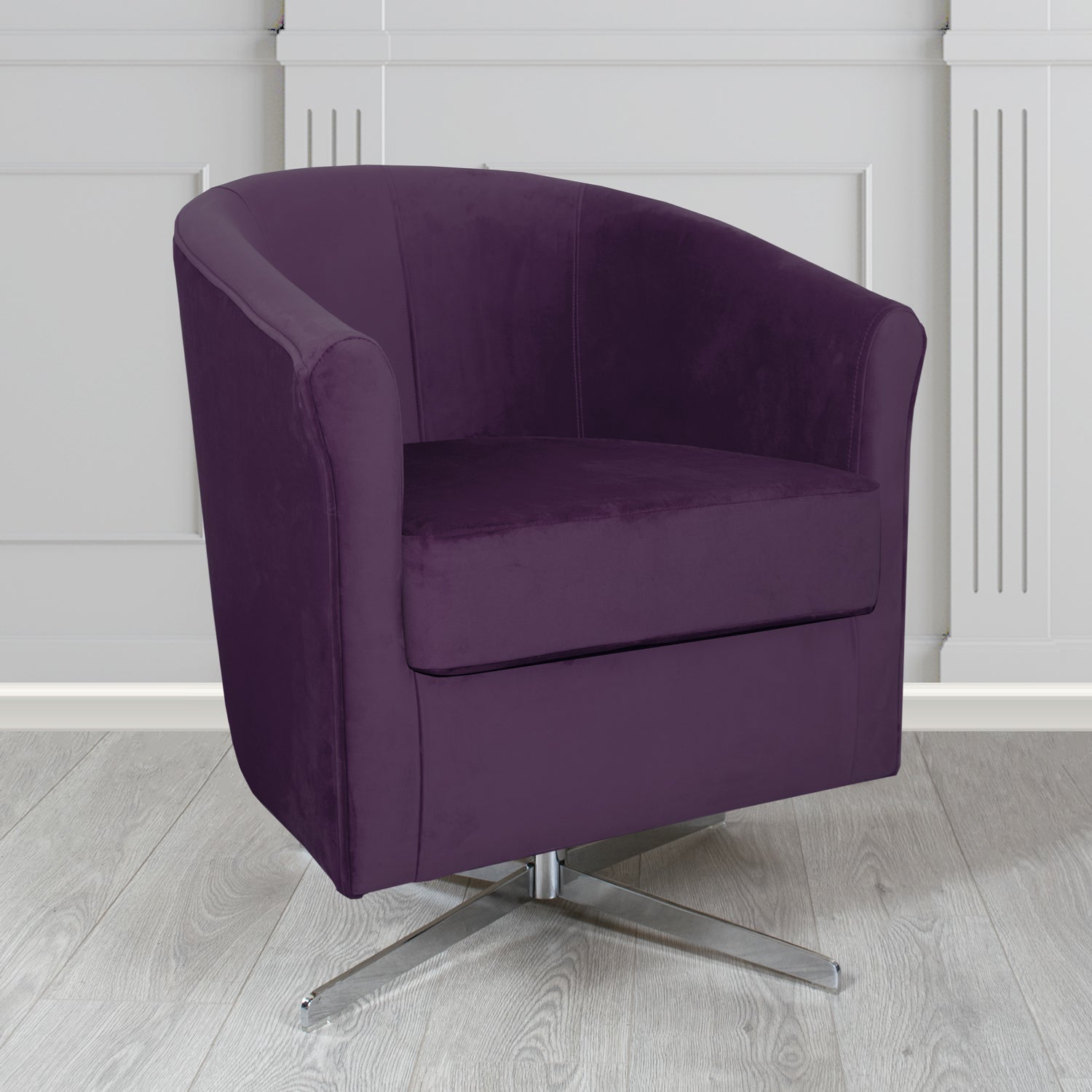 Cannes Swivel Tub Chair in Sekers Fabrics Varna Columbia Crib 5 Velvet Fabric