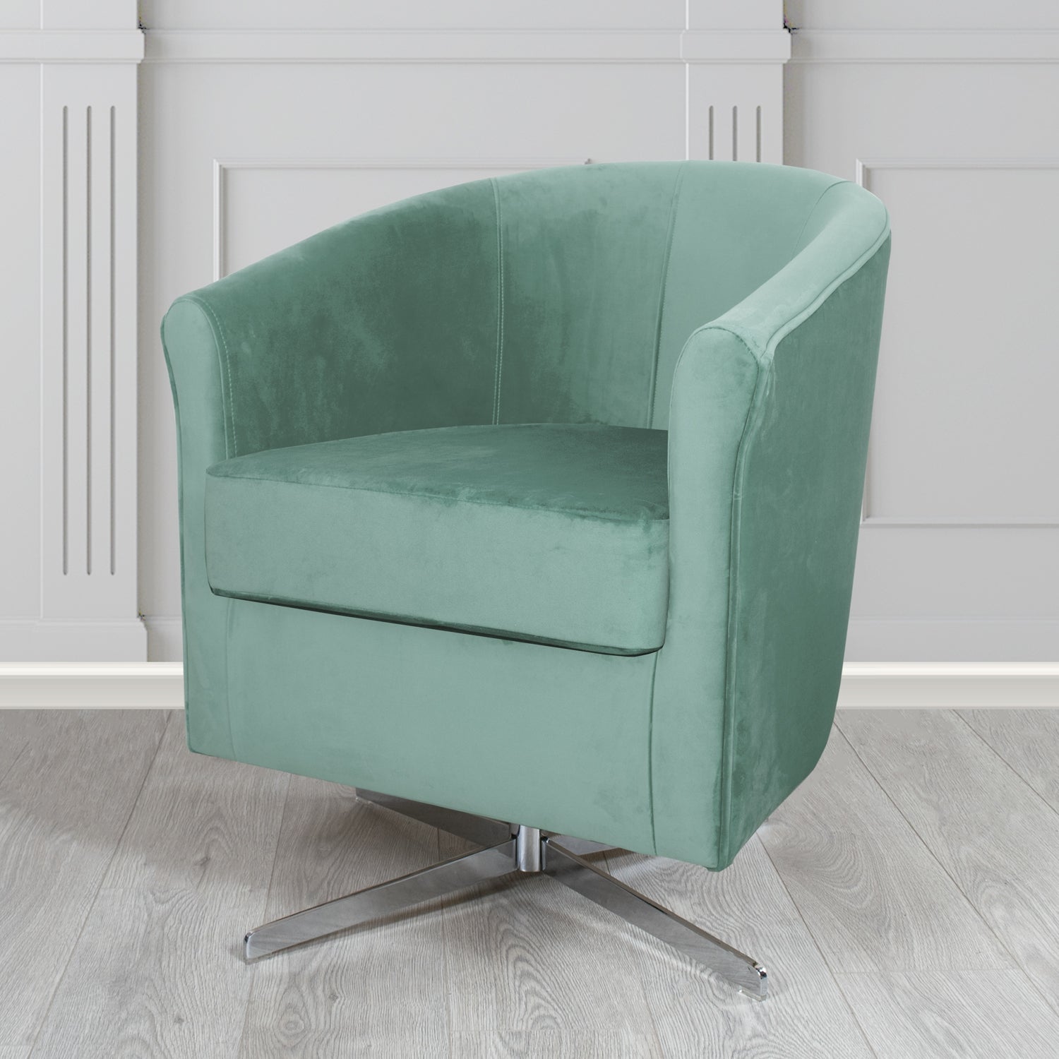 Cannes Swivel Tub Chair in Sekers Fabrics Varna Columbia Crib 5 Velvet Fabric