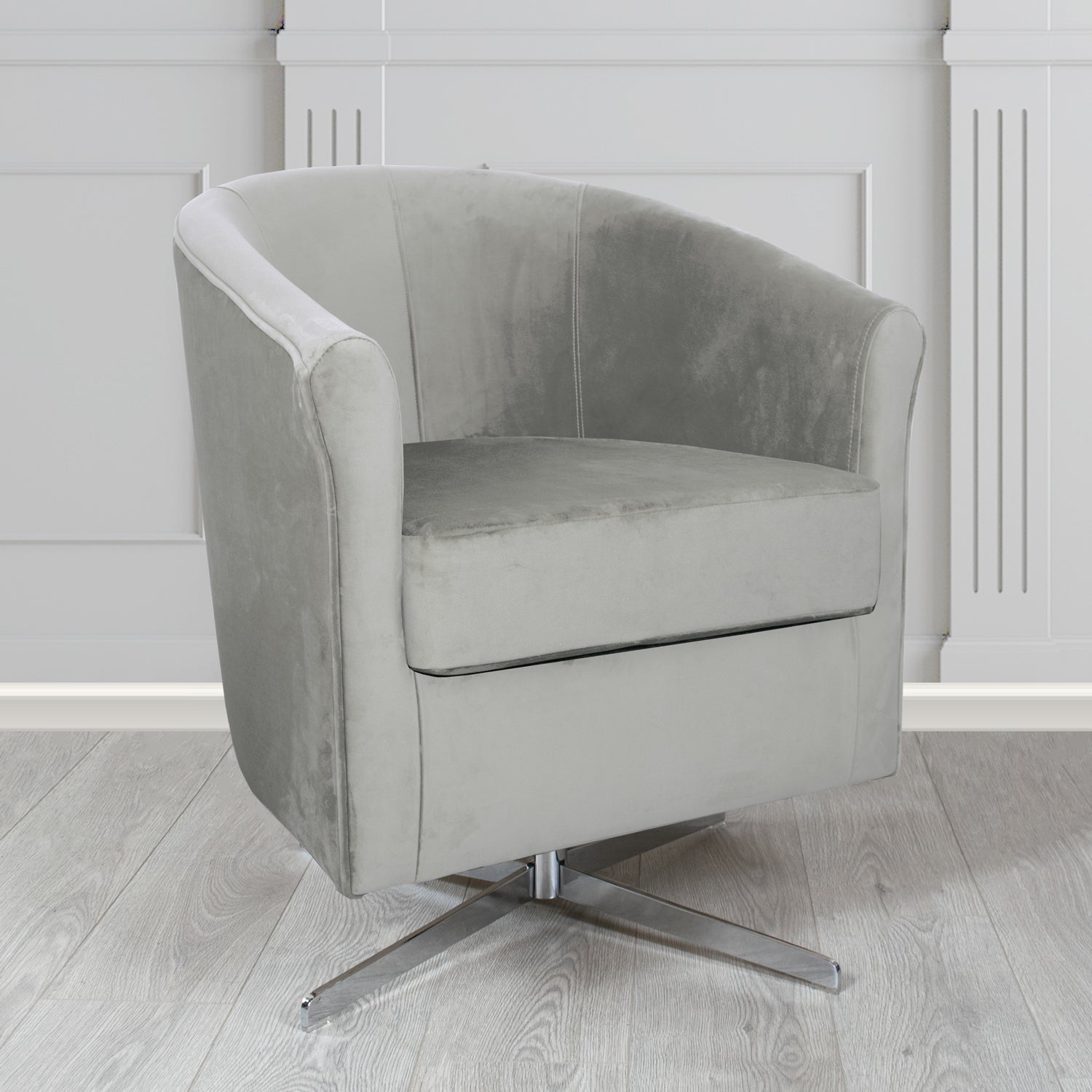 Cannes Swivel Tub Chair in Sekers Fabrics Varna Columbia Crib 5 Velvet Fabric