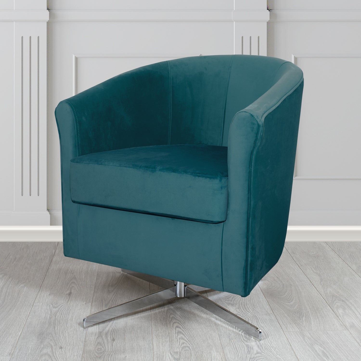 Cannes Swivel Tub Chair in Sekers Fabrics Varna Columbia Crib 5 Velvet Fabric