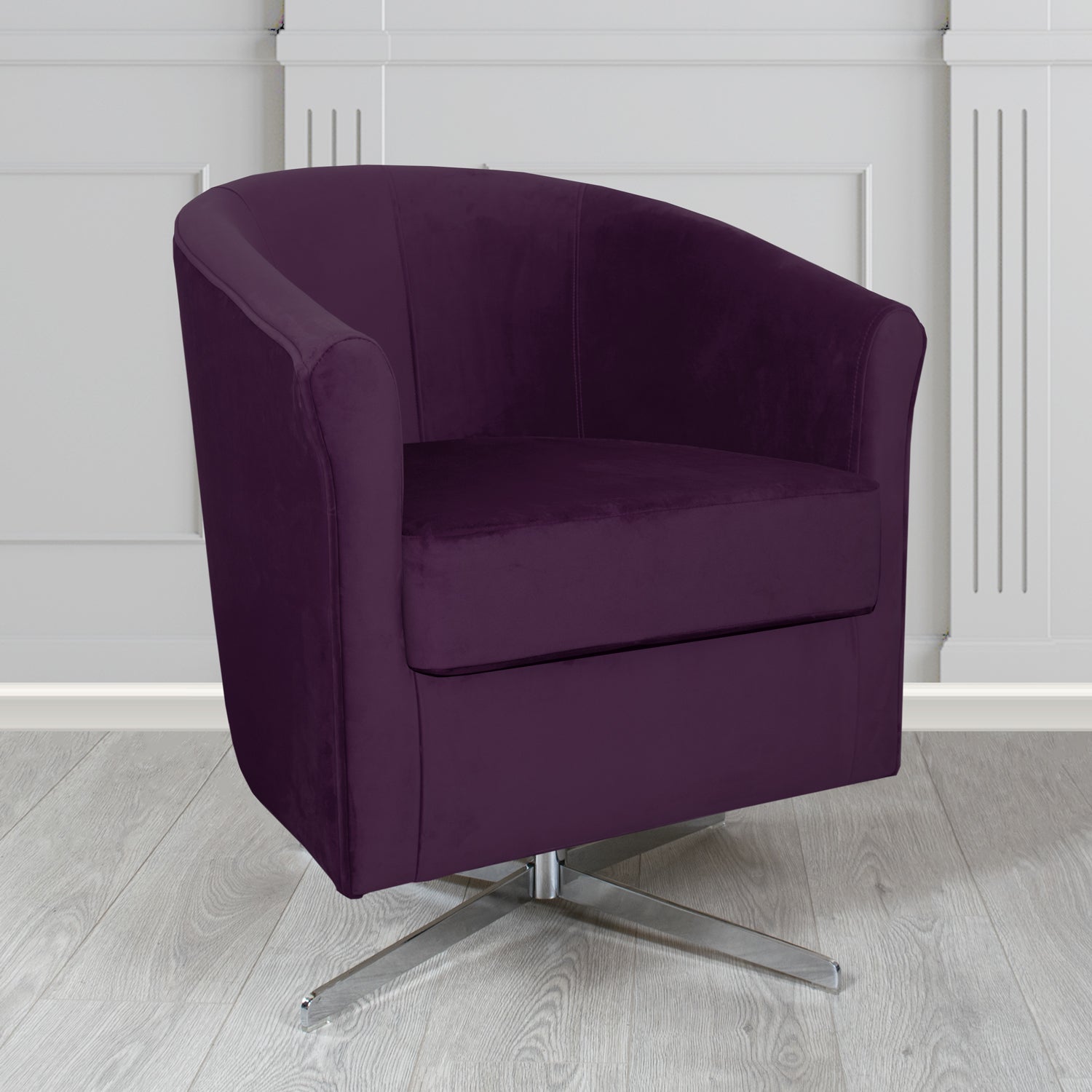 Cannes Swivel Tub Chair in Sekers Fabrics Varna Columbia Crib 5 Velvet Fabric