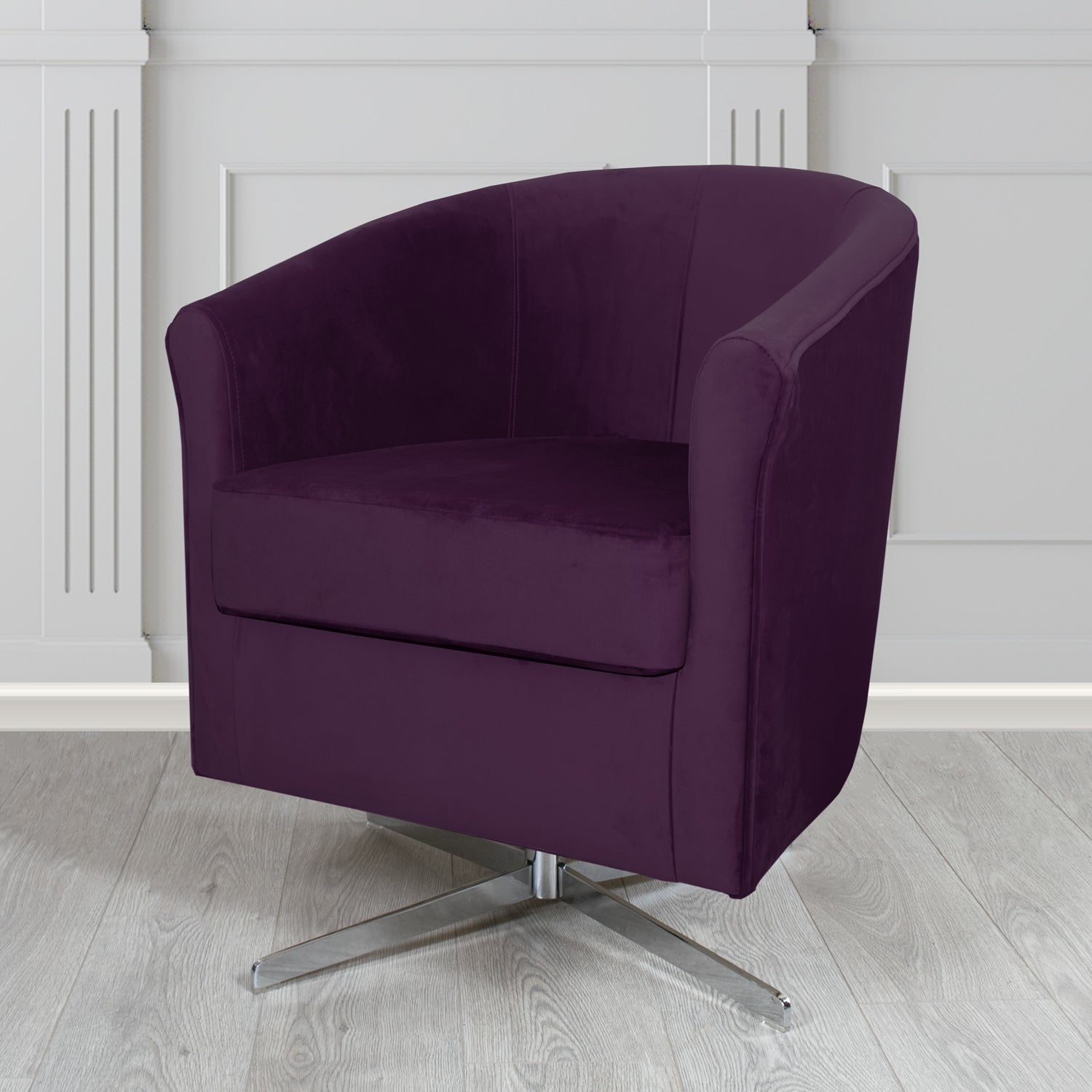Cannes Swivel Tub Chair in Sekers Fabrics Varna Columbia Crib 5 Velvet Fabric