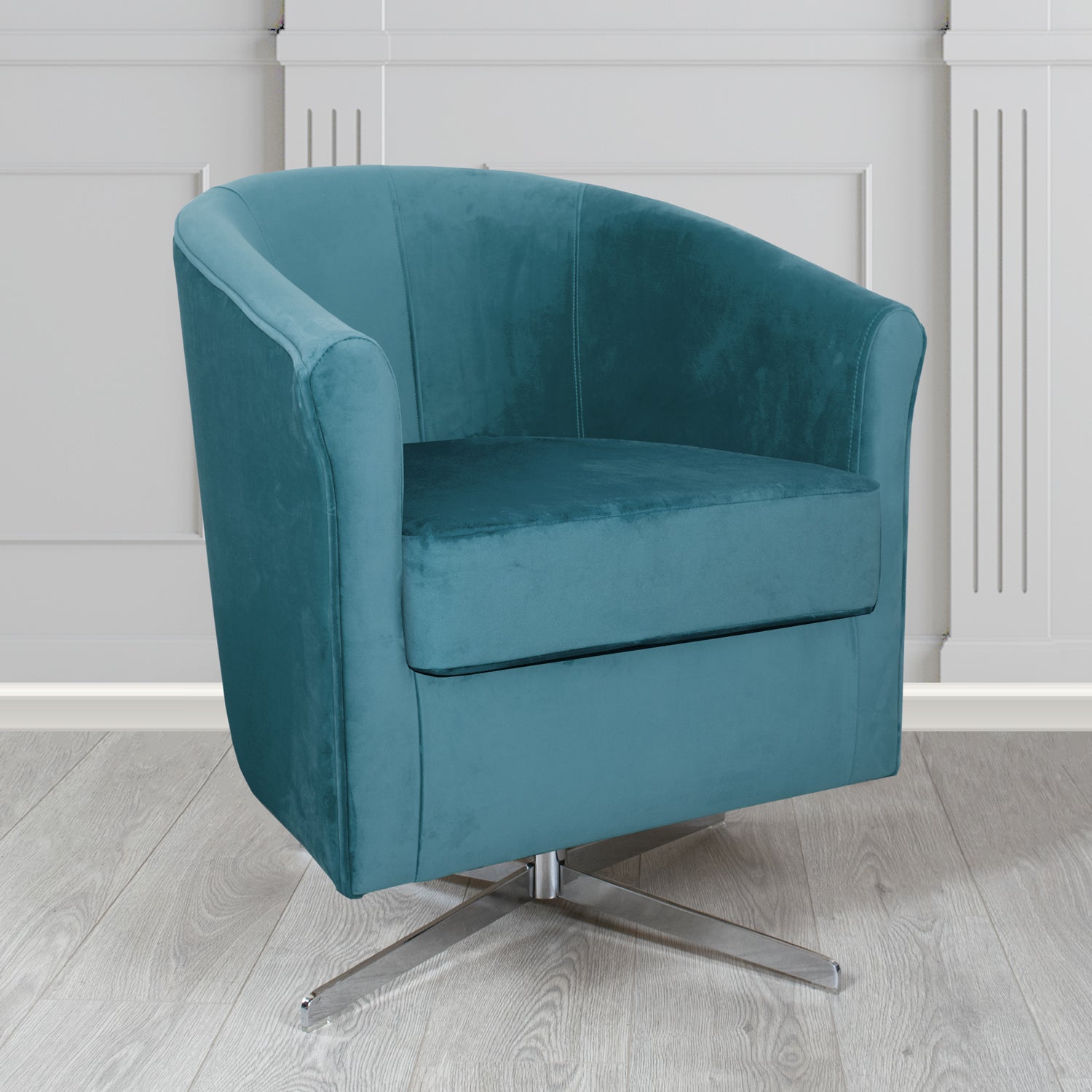 Cannes Swivel Tub Chair in Sekers Fabrics Varna Columbia Crib 5 Velvet Fabric