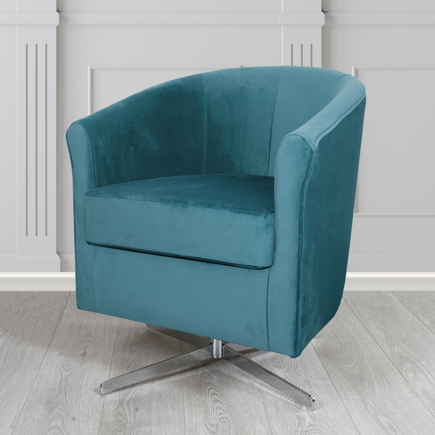 Cannes Swivel Tub Chair in Sekers Fabrics Varna Columbia Crib 5 Velvet Fabric