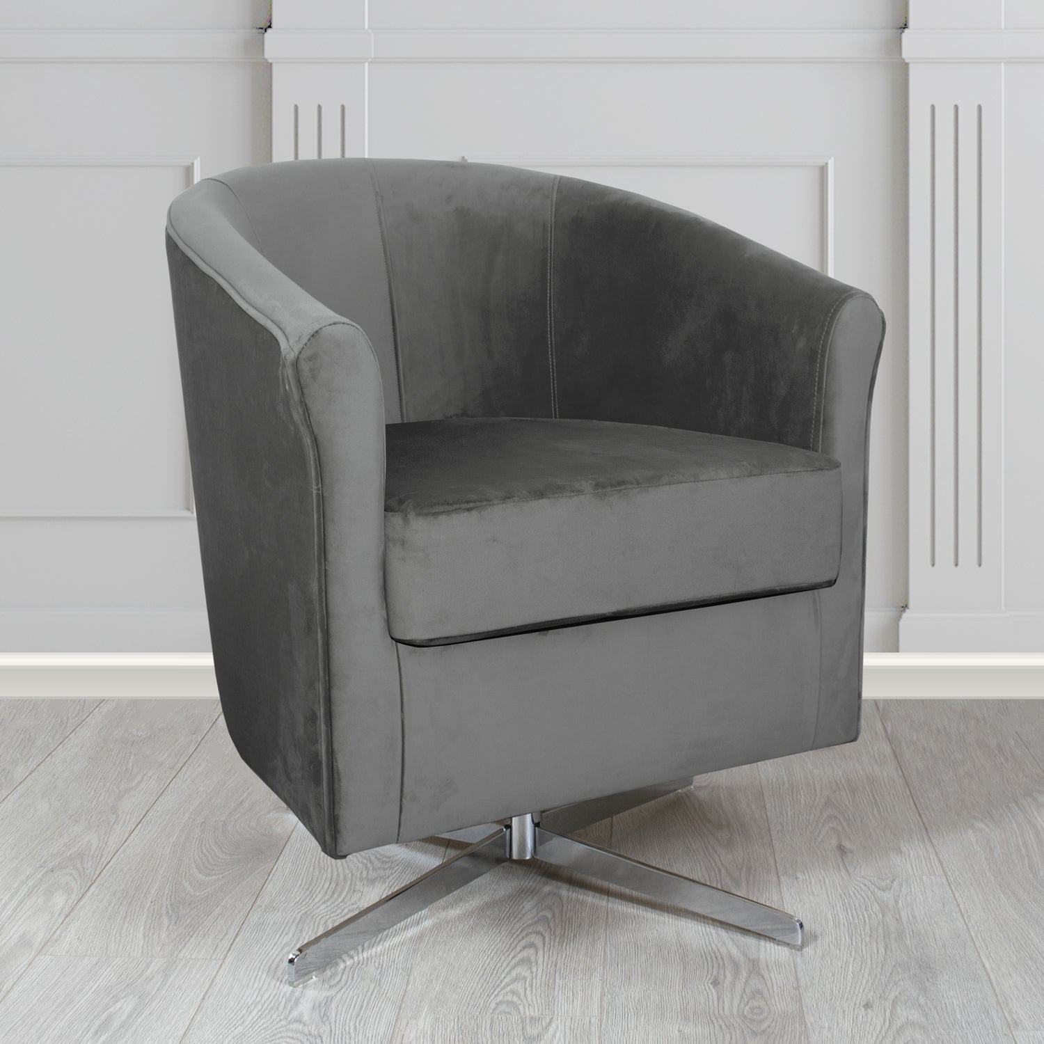 Cannes Swivel Tub Chair in Sekers Fabrics Varna Columbia Crib 5 Velvet Fabric