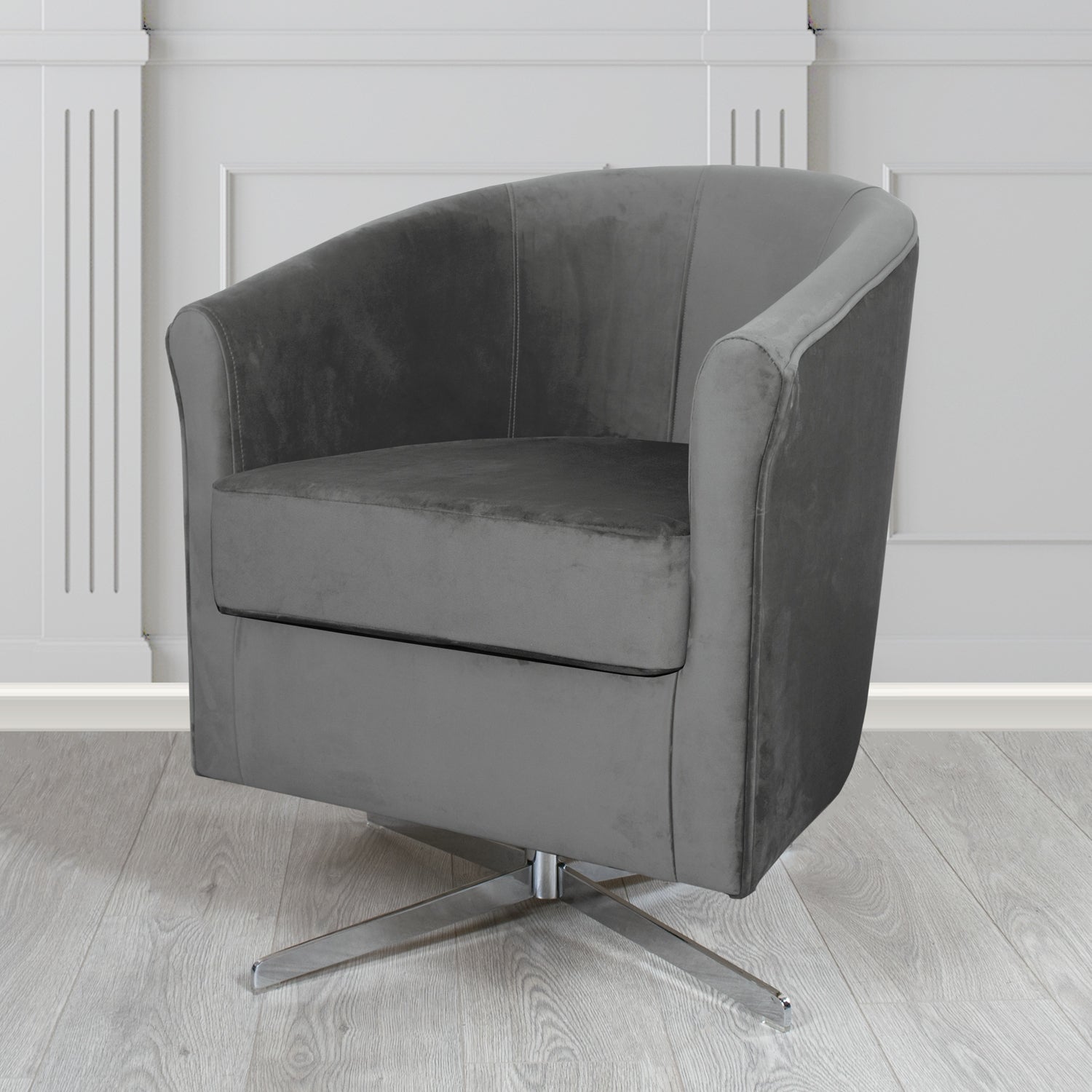 Cannes Swivel Tub Chair in Sekers Fabrics Varna Columbia Crib 5 Velvet Fabric