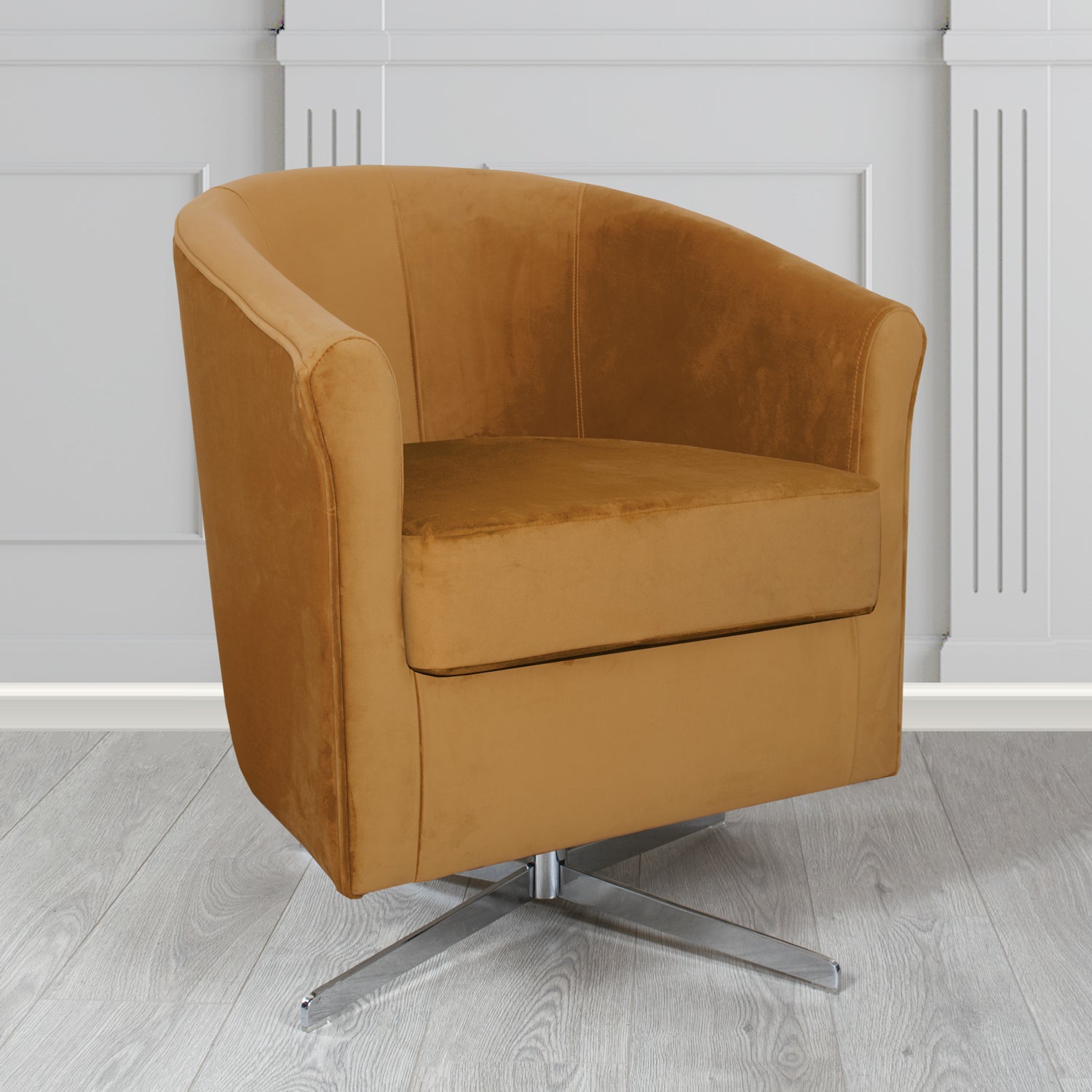 Cannes Swivel Tub Chair in Sekers Fabrics Varna Columbia Crib 5 Velvet Fabric