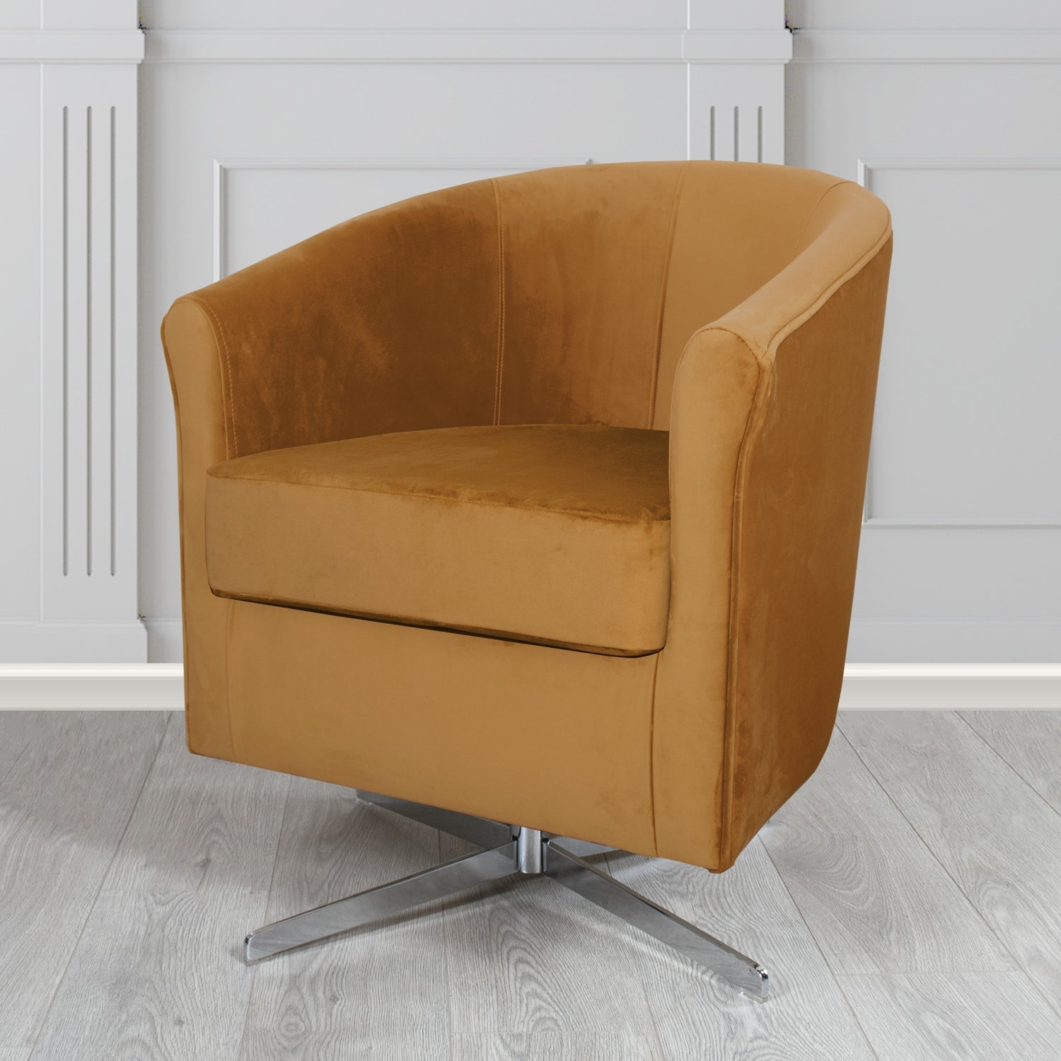 Cannes Swivel Tub Chair in Sekers Fabrics Varna Columbia Crib 5 Velvet Fabric