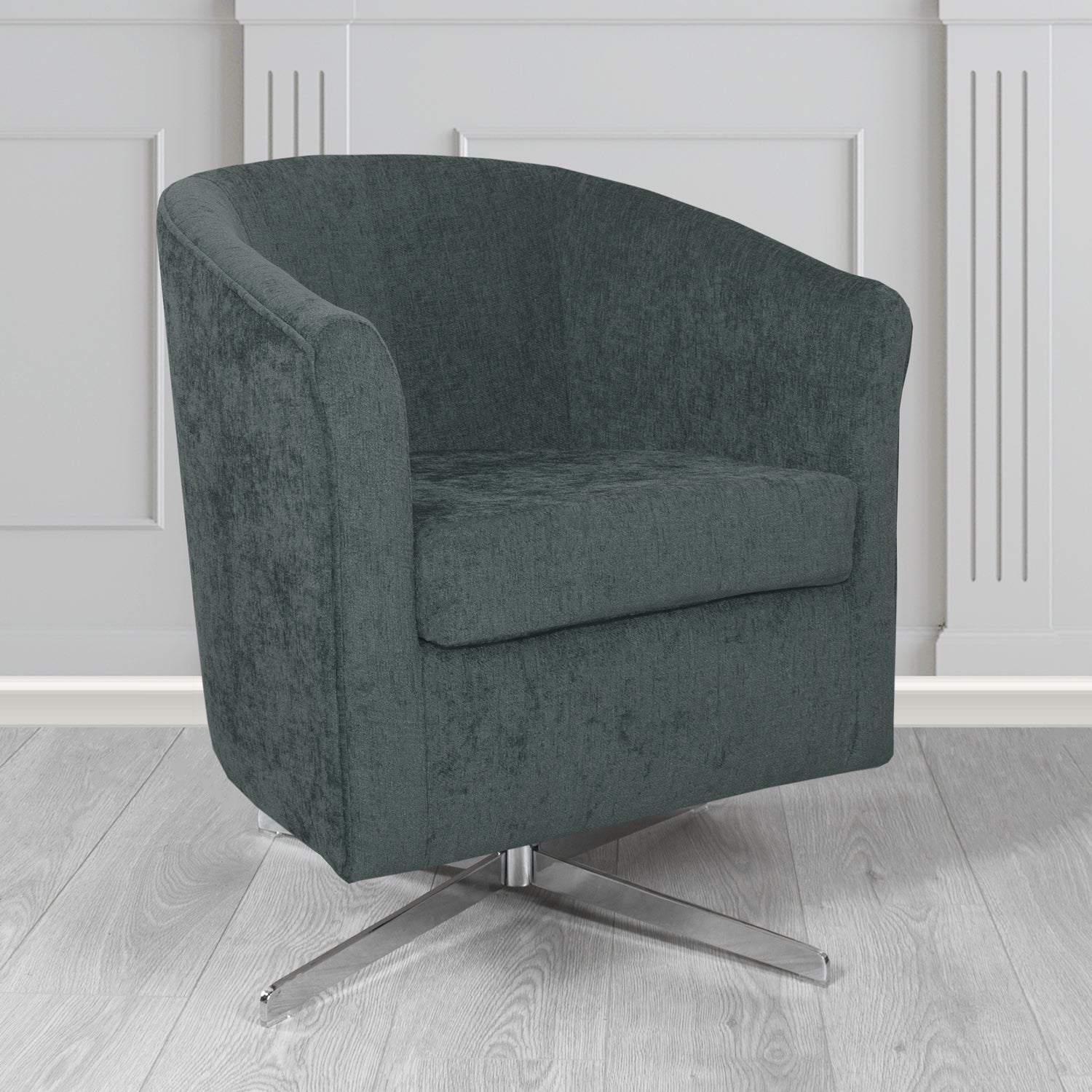 Cannes Swivel Tub Chair in Como Plain Chenille Fabric