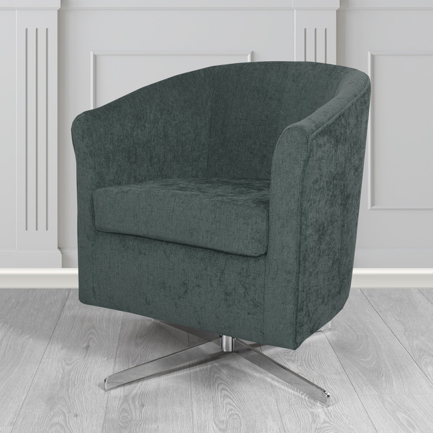 Cannes Swivel Tub Chair in Como Plain Chenille Fabric