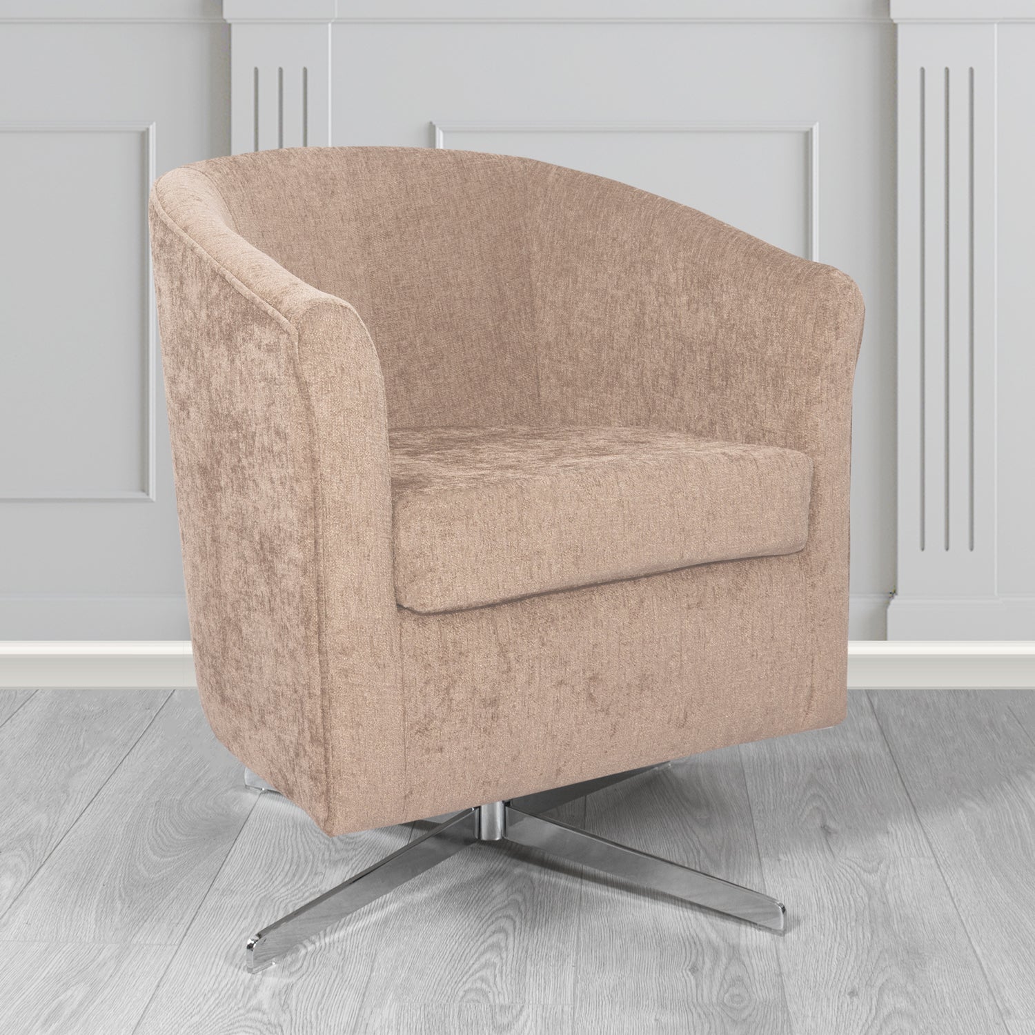 Cannes Swivel Tub Chair in Como Plain Chenille Fabric