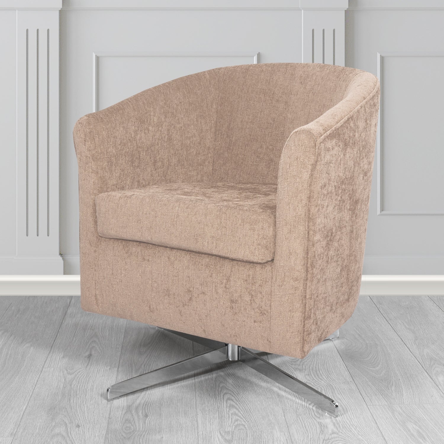 Cannes Swivel Tub Chair in Como Plain Chenille Fabric